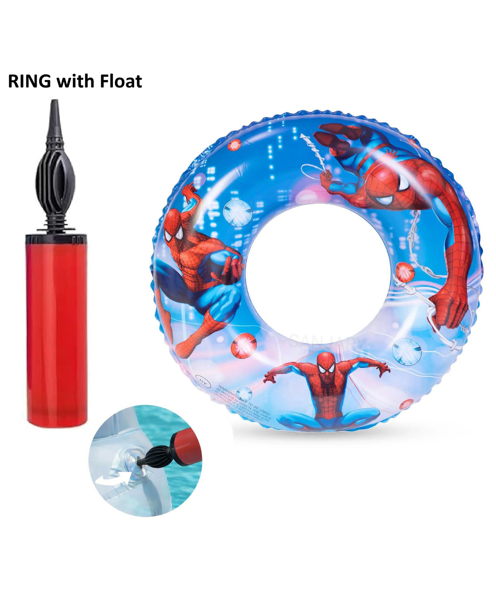 SANJARY Kids Spider Hero Inflatable Swim Ring with Hand Pump, Durable Pool Float Tube for Children Summer Swimming Beach Water Fun Toy - Color & Design May Vary-image-15