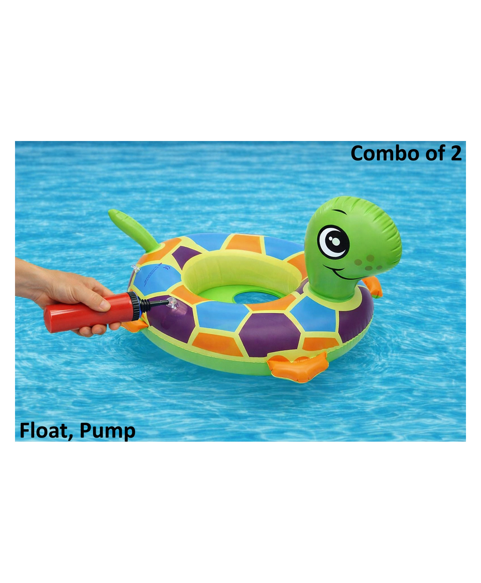 SANJARY Cute Turtle Inflatable Kids Pool Float Ring with Pump, Durable Swim Trainer Tube for Toddlers Beach Pool Water Fun Toy color design may vary-image-23
