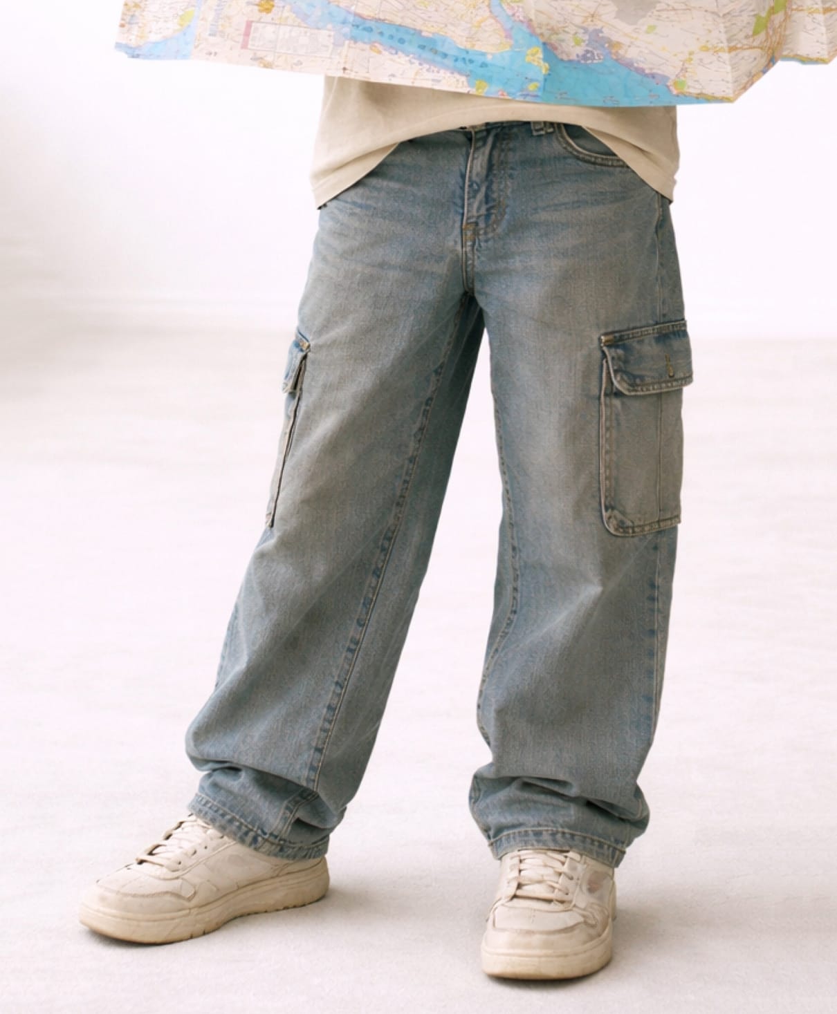 Tales & Stories Denim Cargo Style Washed Jeans - Blue-picture-13