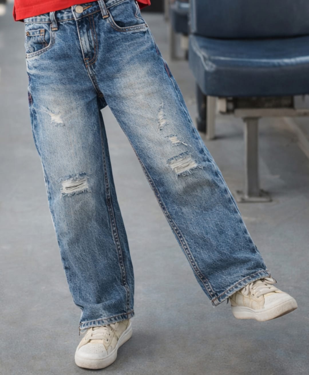 Tales & Stories Denim Washed & Distressed Jeans - Blue-picture-25