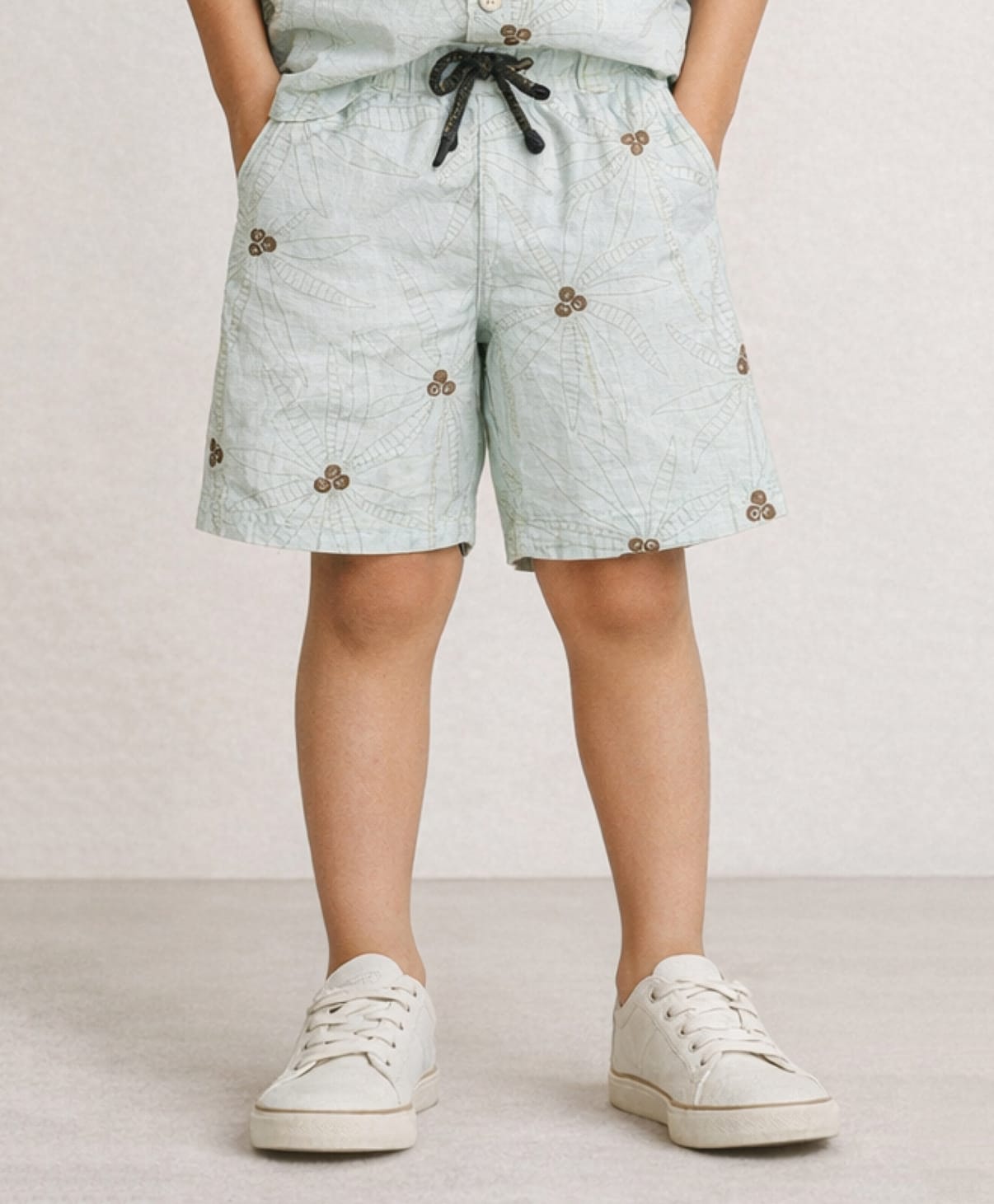 Tales & Stories Cotton Woven Coconut Trees Printed Shorts - Off White-picture-17