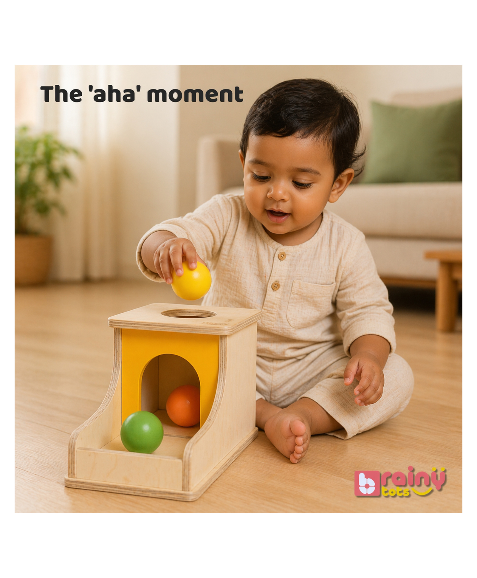 BrainyTots Object Permanence Box Wooden with 3 Balls-picture-23