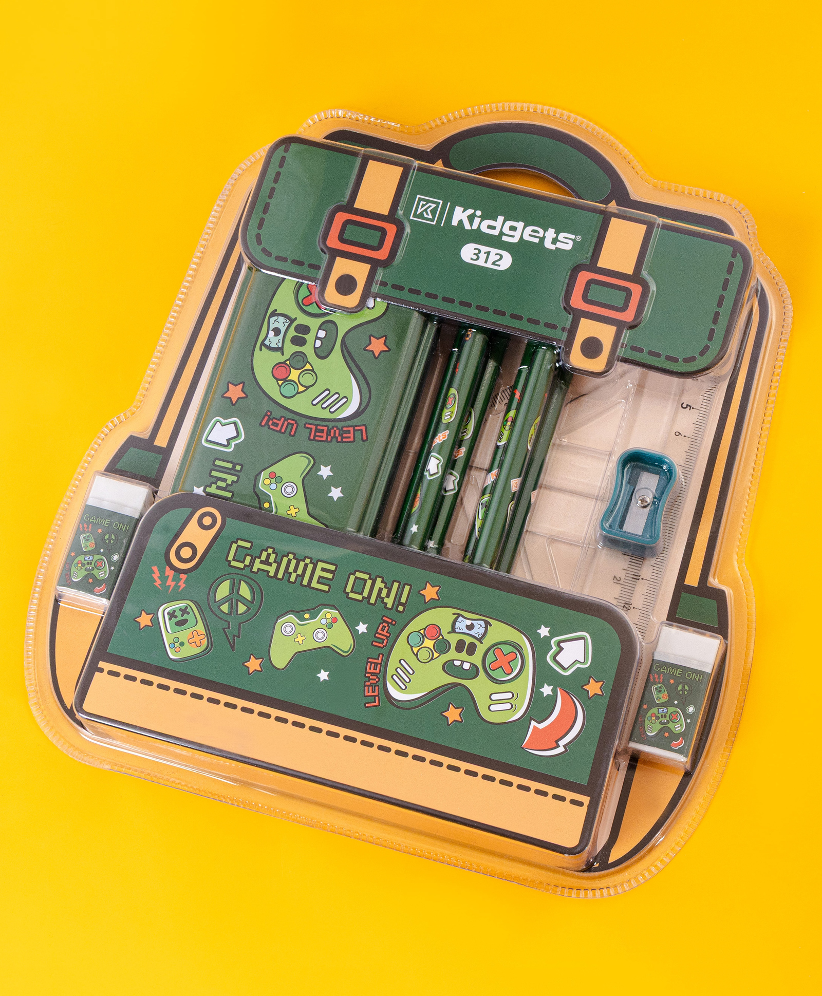 Kidgets Stationery Set Gifting For Kids Attractive Packaging Gaming Theme 6pc HB Pencil Pencil box sharpner stencil 2pc eraser-picture-22