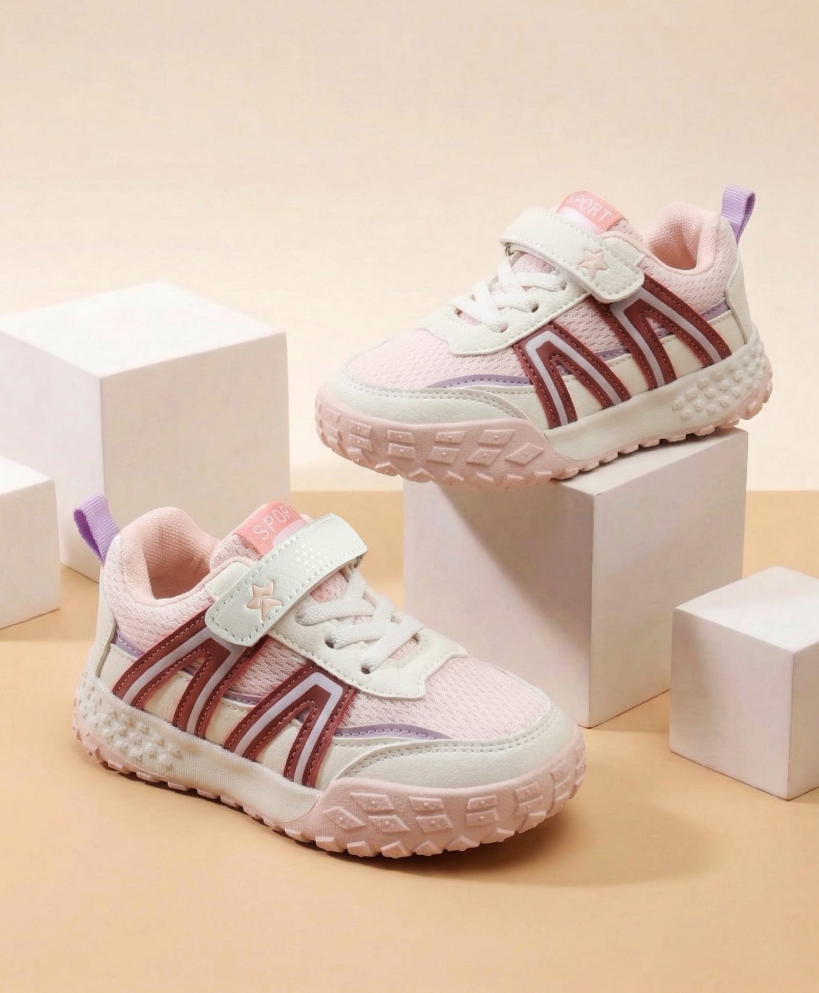 Cute Walk by Babyhug Velcro Closure Solid Sneaker Shoes - Pink-image-3