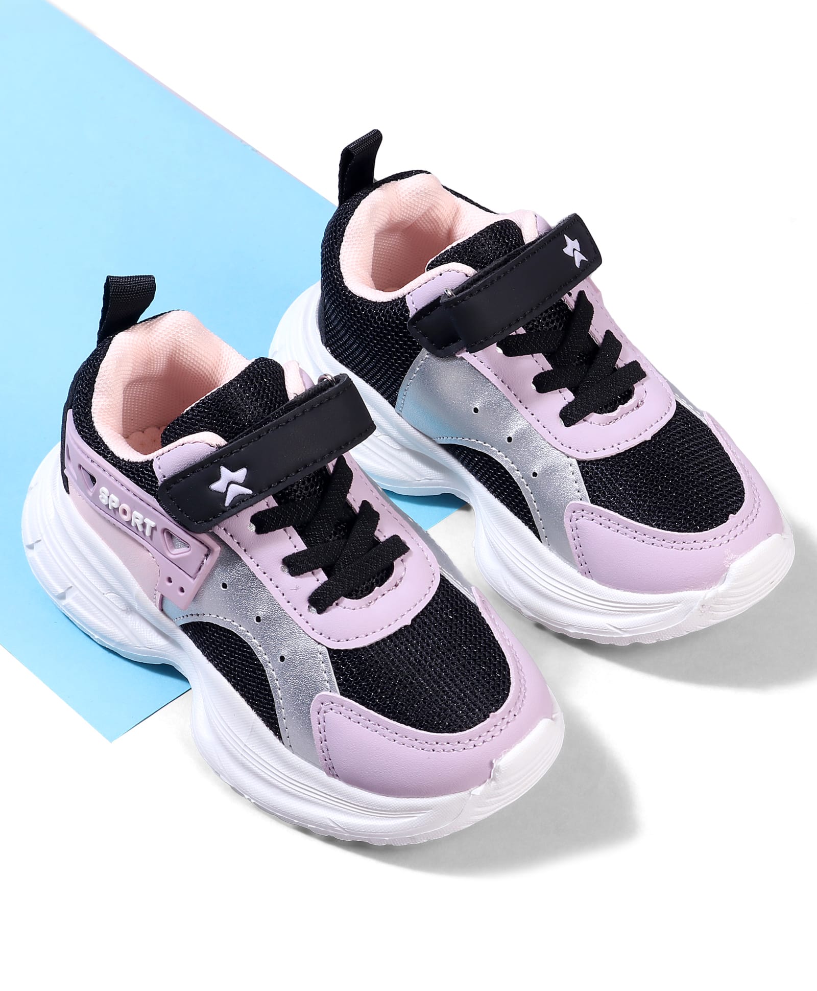 Cute Walk by Babyhug Velcro Closure Glitter Printed Sneaker Shoes - Purple-picture-25