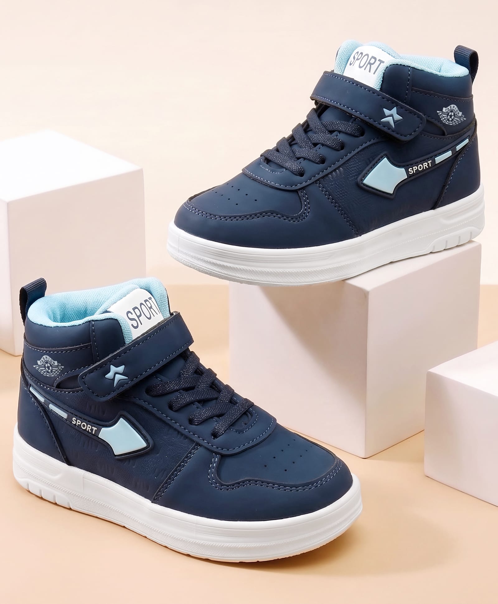 Cute Walk by Babyhug Velcro Closure Solid Sneaker Shoes - Navy Blue-picture-14