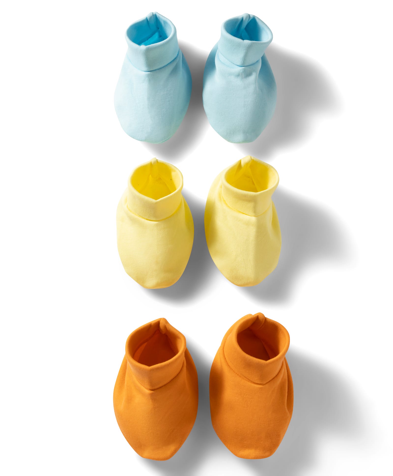Doodle Poodle 100% Cotton Interlock Knit Solid Booties Pack of 3 - Aqua Yellow & Orange-image-2