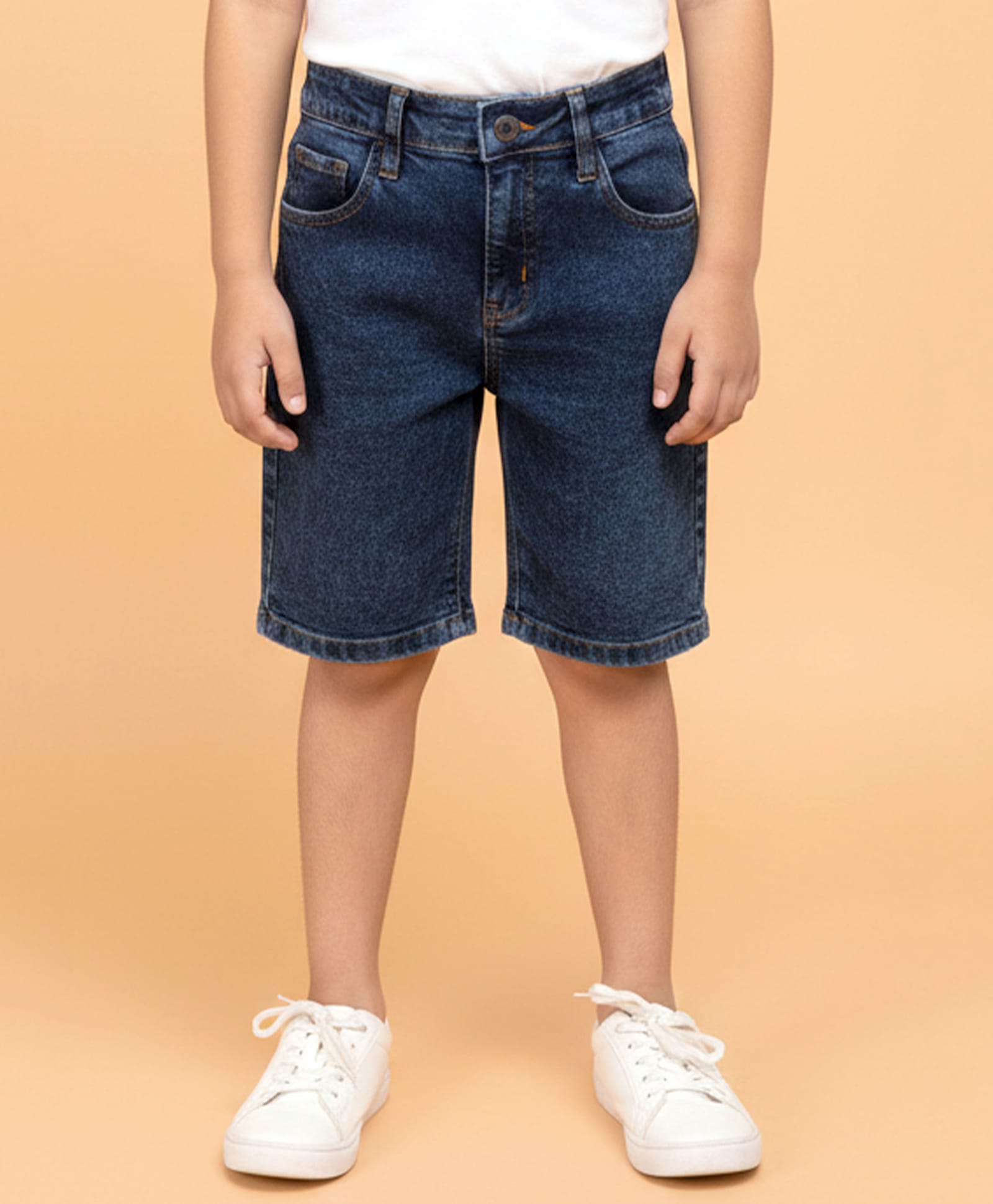Kiddopanti Denim Knit Washed Shorts - Dark Rag Wash Blue-picture-17