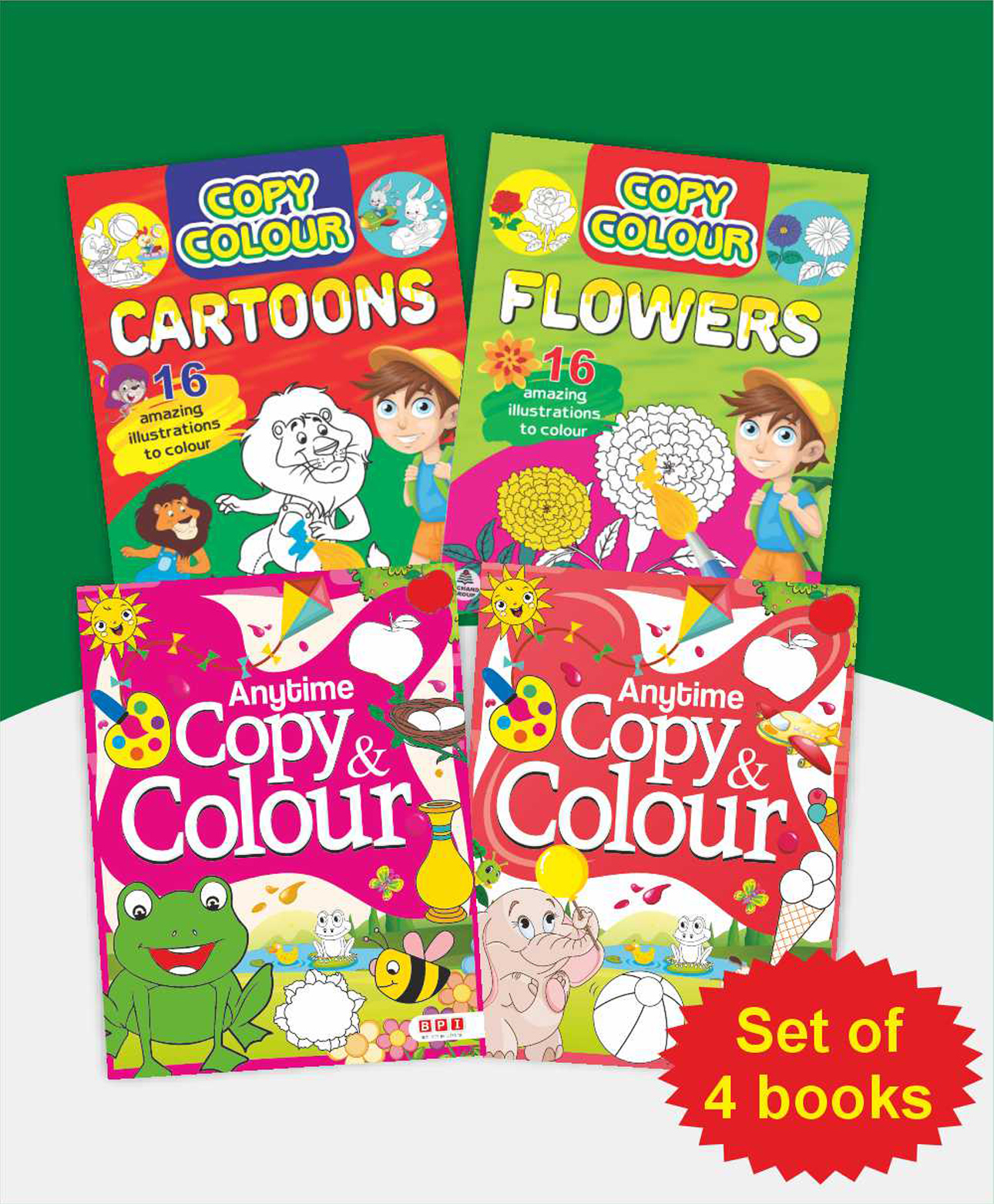 Anytime Copy Colour Combo 1 I Early Learning & Art Activity Books I Anytime Copy & Colour Fun Pack I Creative Colouring Combo of Cartoons, Flowers I Pack of 4 Books for ages 3 to 6 years - English-image-9