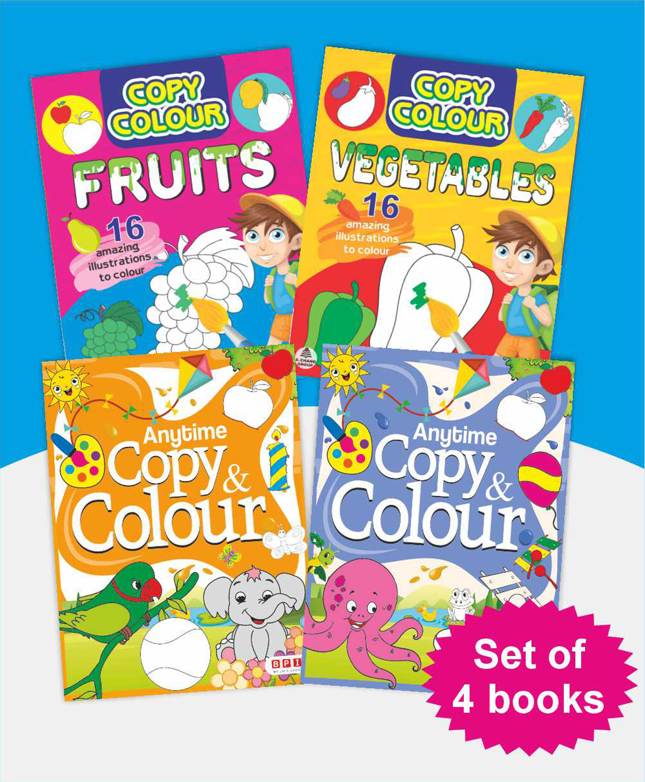 Anytime Copy Colour Combo 2 I Early Learning & Art Activity Books I Anytime Copy & Colour Fun Pack I Creative Colouring Combo of Fruits, Vegetable I Pack of 4 Books for ages 3 to 6 years - English-image-8