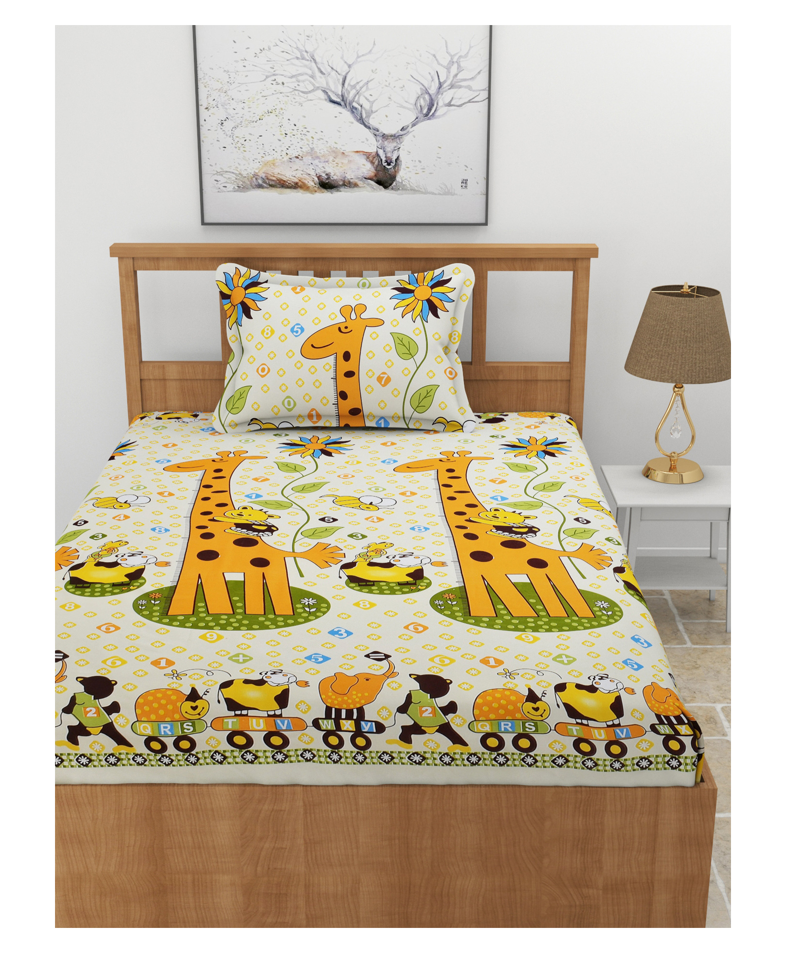 MORADO Premium Glace Cotton Flat Single Bedsheet with 1 Pillow Cover (60x90Inches)-Orange-image-49