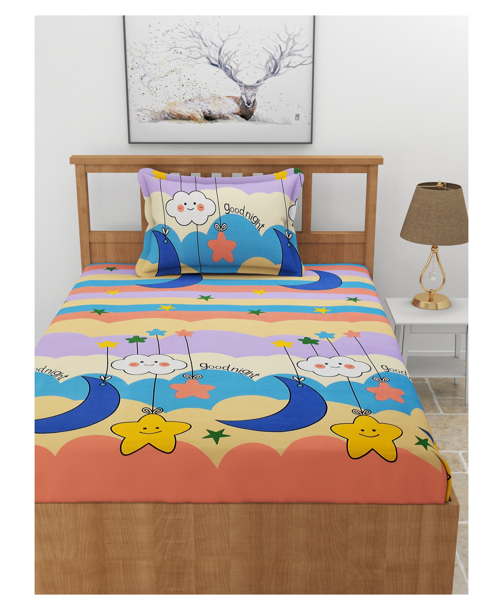 MORADO Premium Glace Cotton Flat Single Bedsheet with 1 Pillow Cover (60x90Inches)-Dark Peach-image-46
