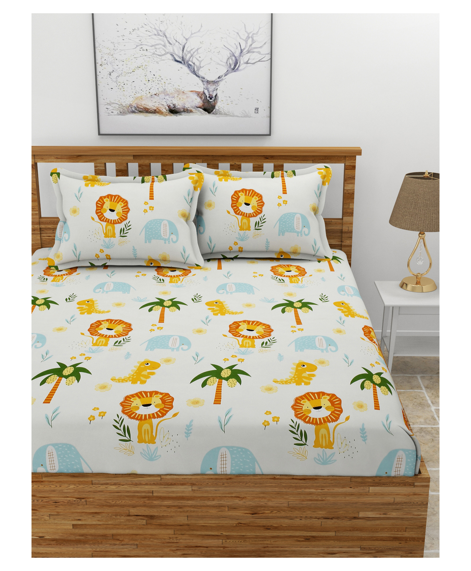 MORADO Premium Glace Cotton Flat Double Bedsheet with 2 Pillow Cover (90x100Inches)-Cream-picture-17