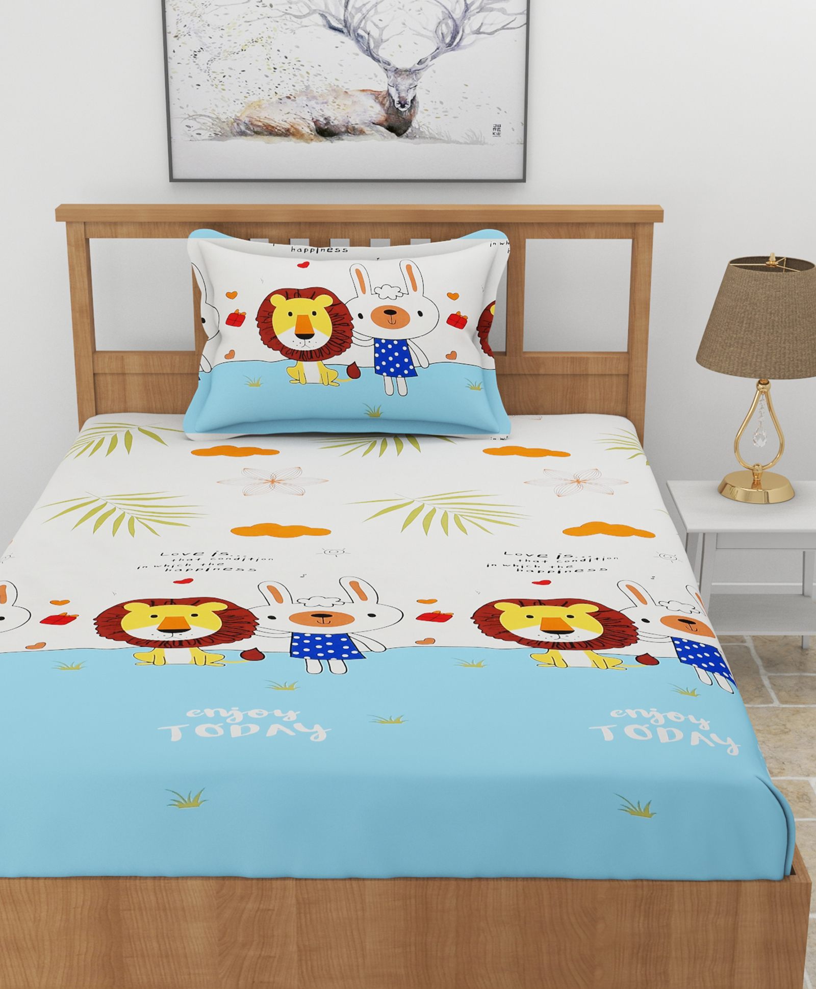 MORADO Premium Glace Cotton Flat Single Bedsheet with 1 Pillow Cover (60x90 Inches)-Light/Sky Blue-image-23