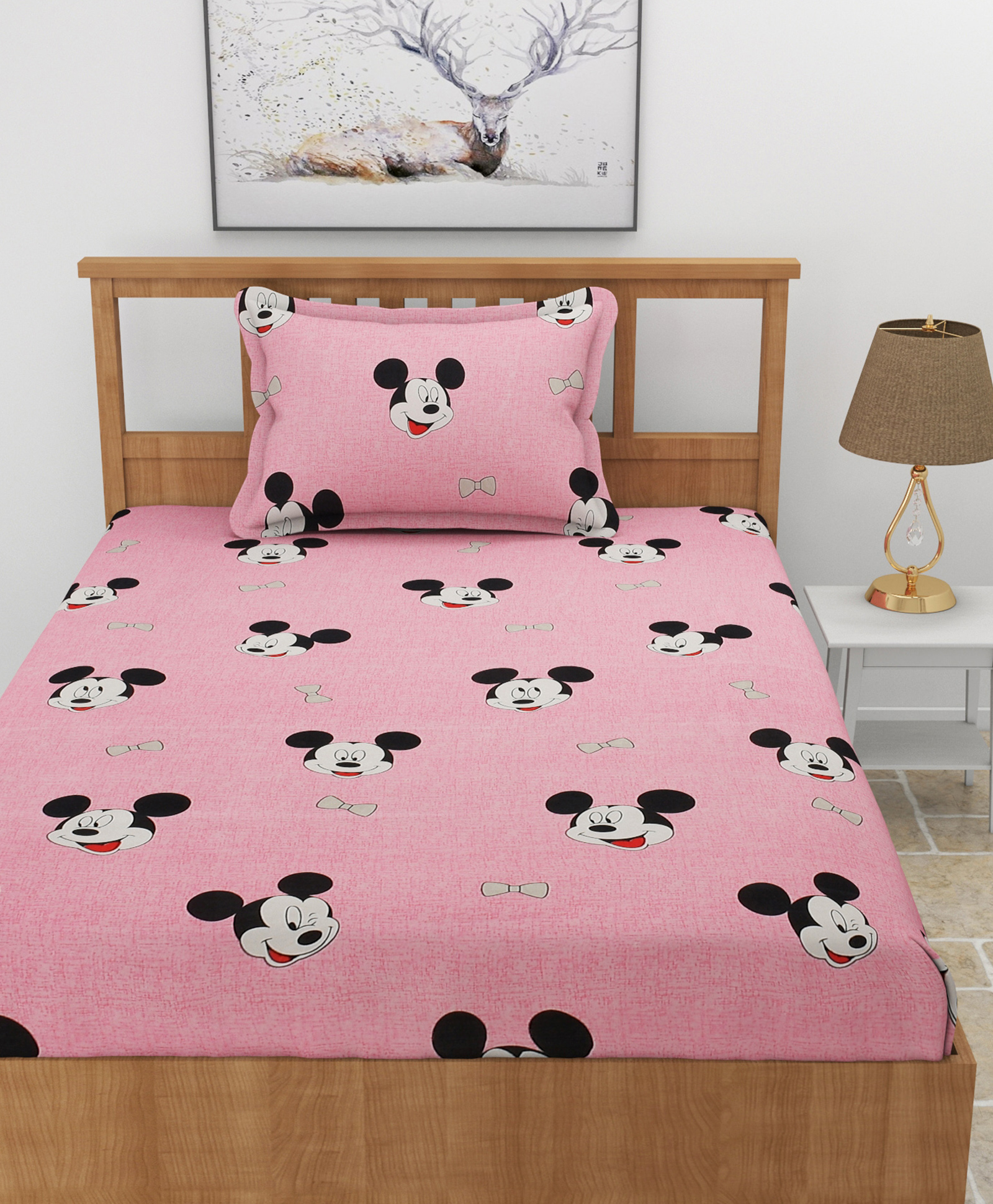MORADO Premium Glace Cotton Flat Single Bedsheet with 1 Pillow Cover (60x90 Inches)-Pink-picture-26