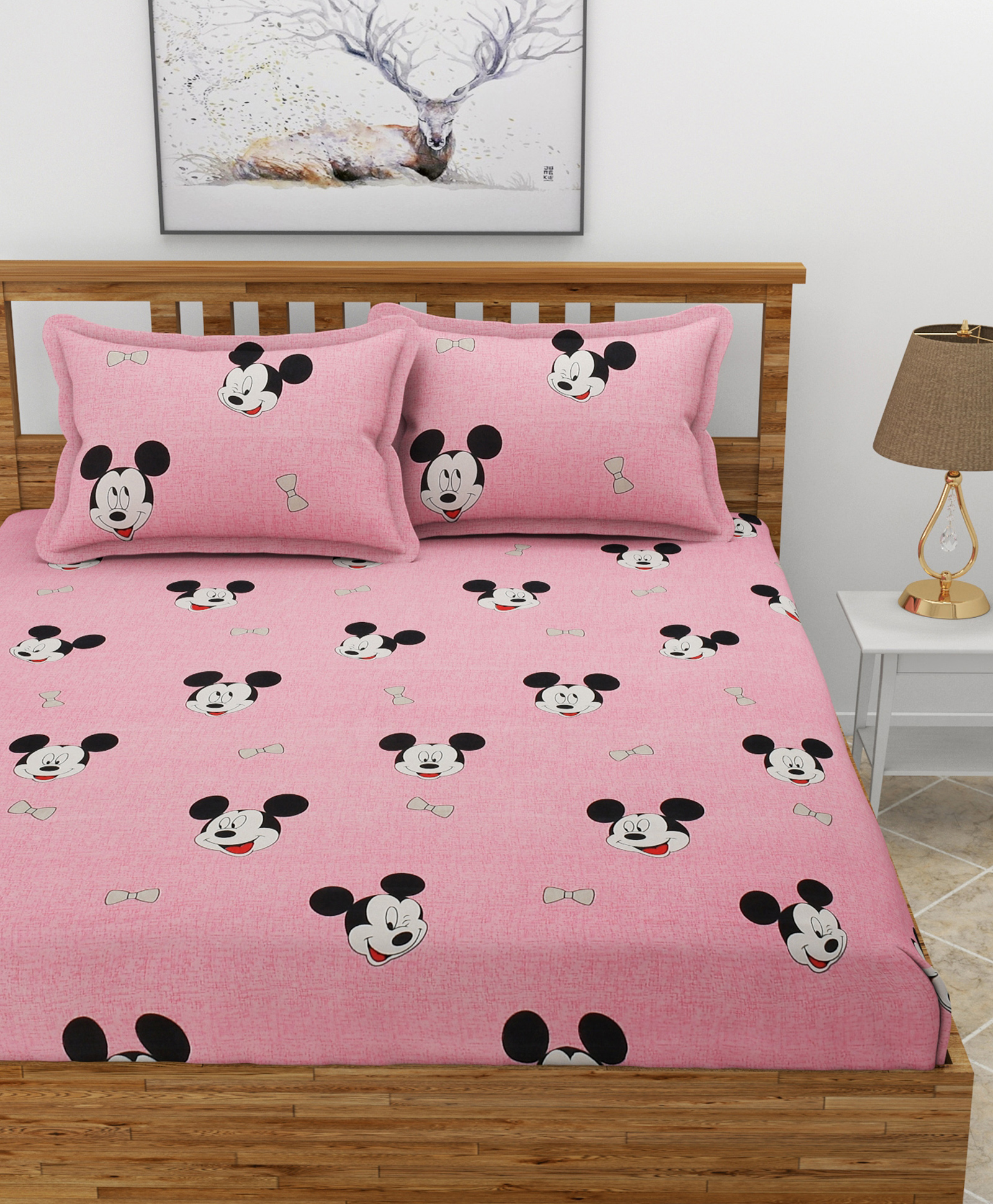 MORADO Premium Glace Cotton Flat Double Bedsheet with 2 Pillow Cover (90x100 Inches)-Pink-image-17