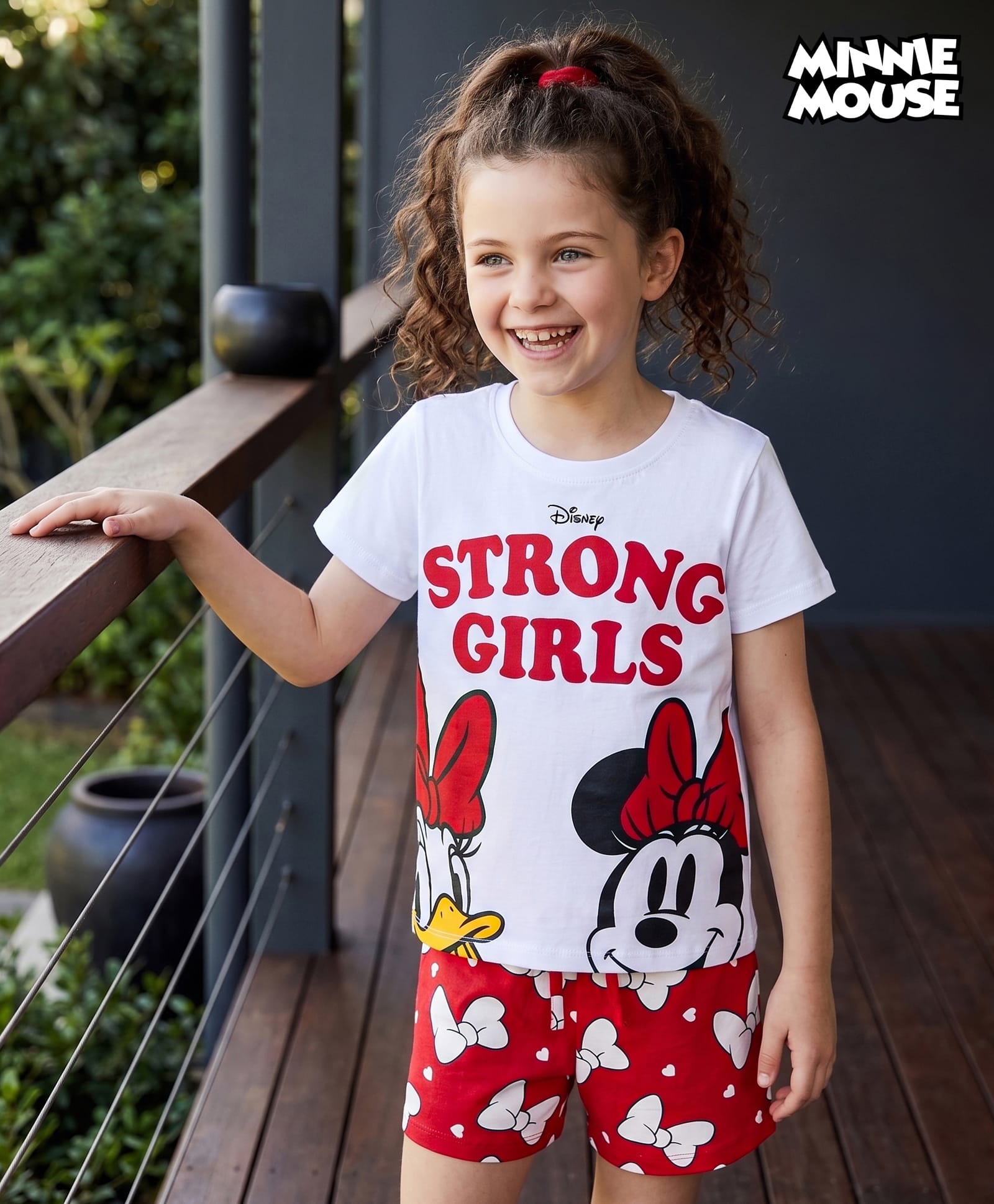 Pine Kids Disney Single Jersey Knit Half Sleeves T-Shirt & Shorts Night Suit With Minnie & Donald Print - Multicolour-picture-27
