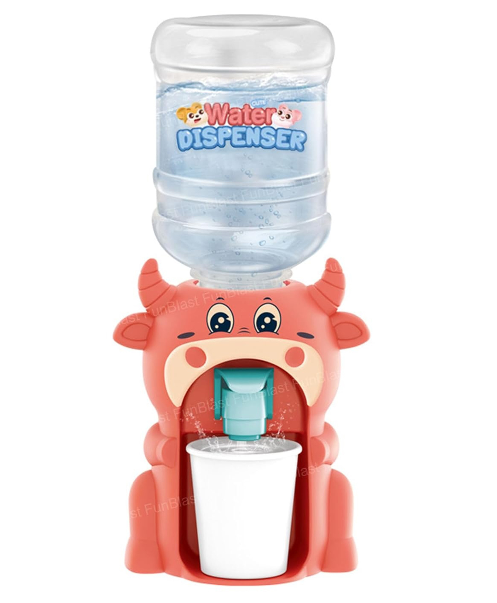 FunBlast Cute Mini Cow Shape Water Dispenser Toy with Bottle and Cup for Kids Pack of 1 (Multicolor)-image-8