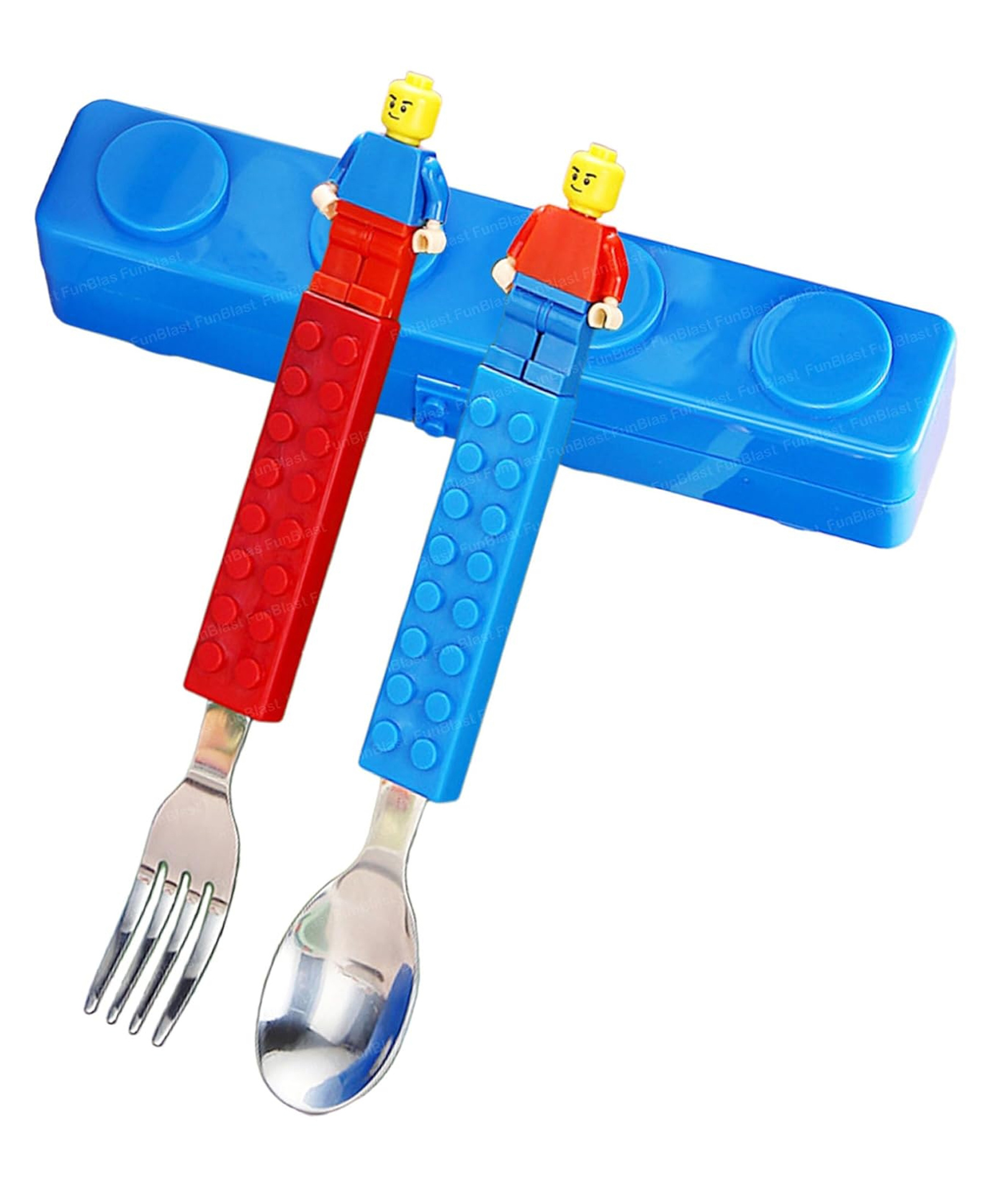 FunBlast Building Block Shape Spoon & Fork Set in Case for Babies - Multicolor-image-30