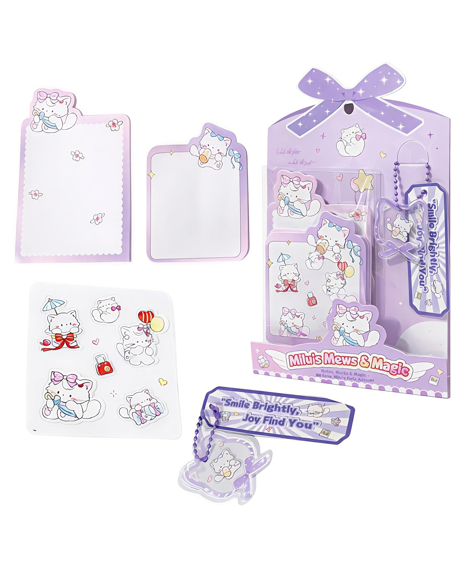 FunBlast Cute Cat Theme Self-Adhesive Sticky Notes with Bookmark for Students Pack of 60 Sticky Notes (Purple-)-image-41