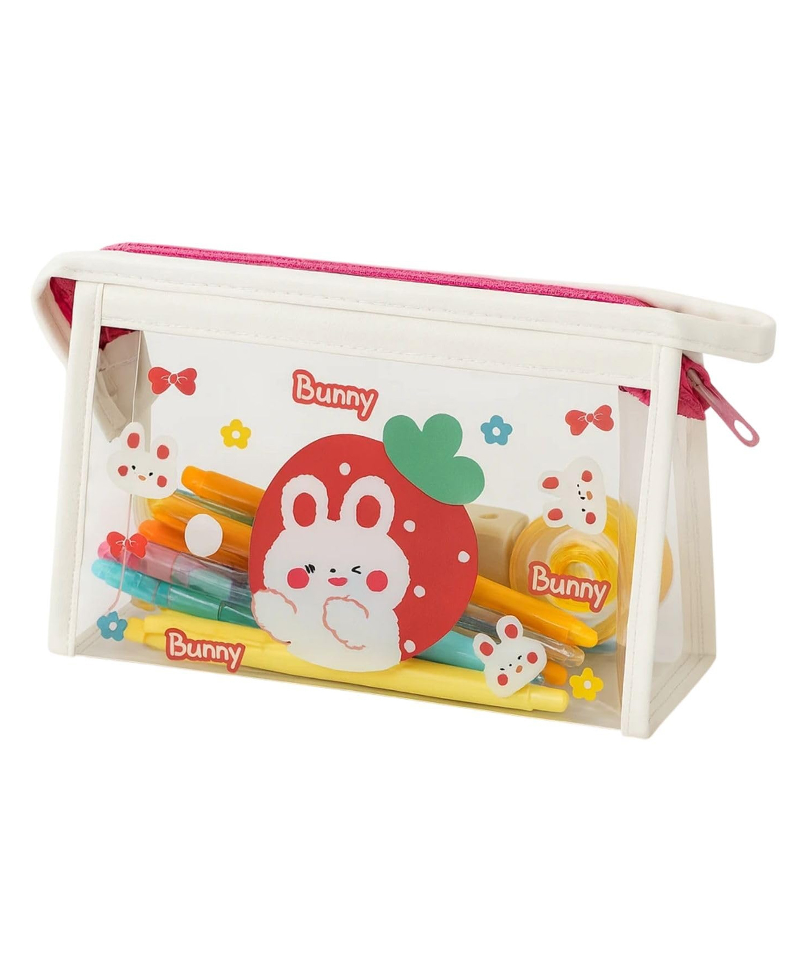 FunBlast Bunny Theme Transparent Pencil Pouch with Zipper for Kids Pack of 1 (Multicolor)-picture-40