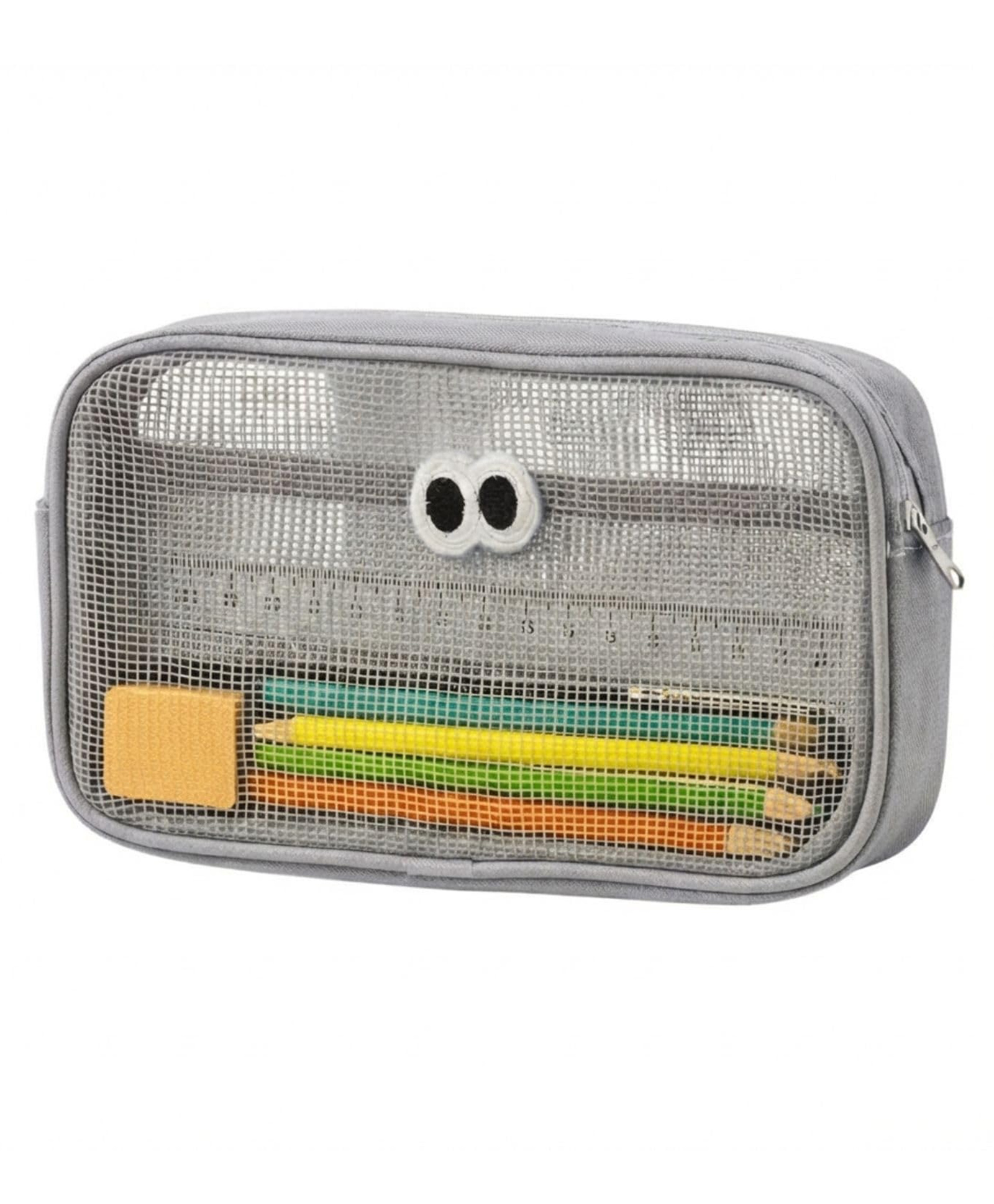 FunBlast Transparent Mesh Multipurpose Zipper Pouch for Kids - Pack of 1 (Grey)-picture-48