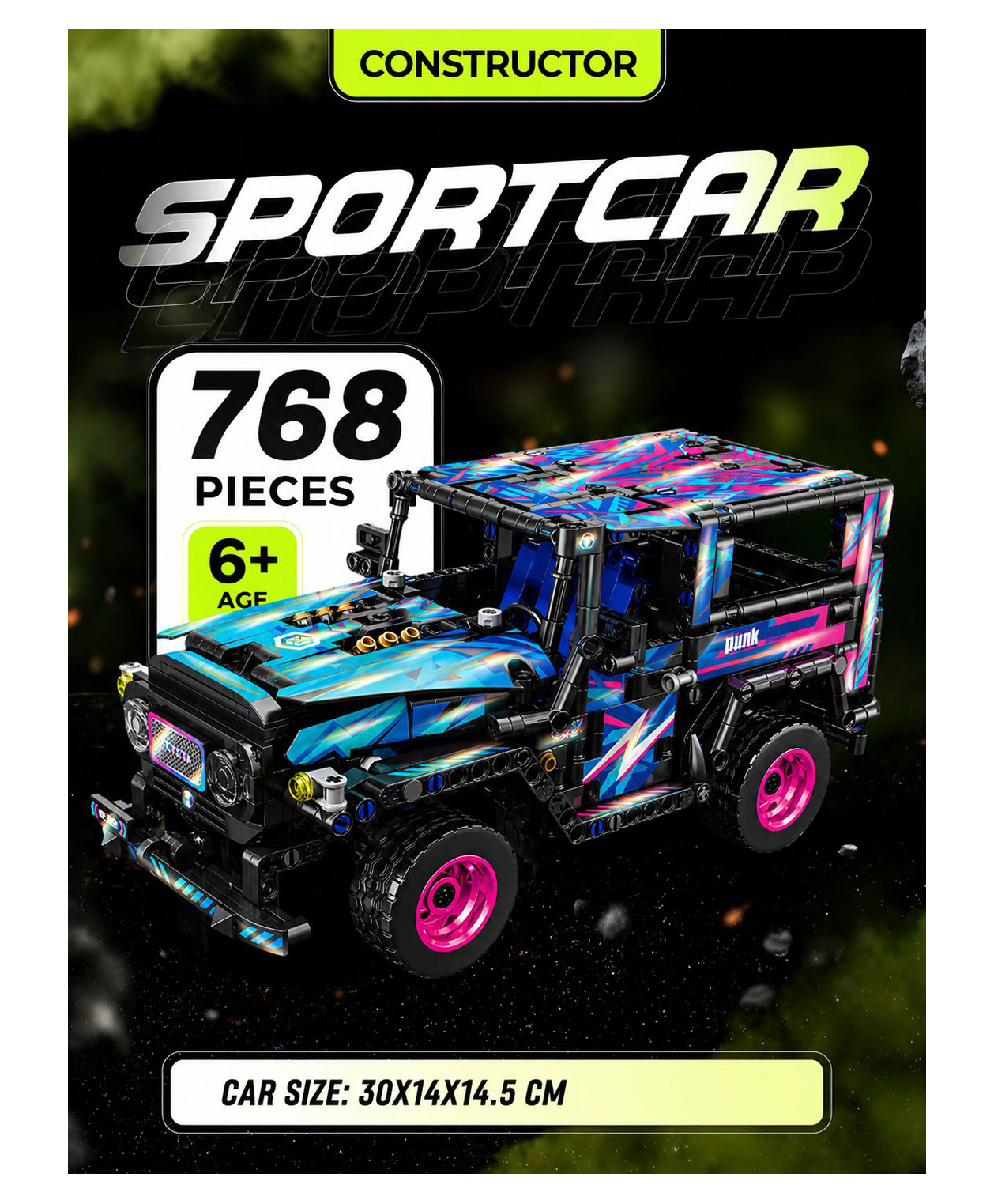 Elecart 1:14 DIY Blocks Pull-Back Car Jeep (768+ Pieces) | Buildable Construction Toy Car Kit for Kids | Friction Powered Racing Vehicle | STEM Educational Toy for Boys & Girls-picture-23