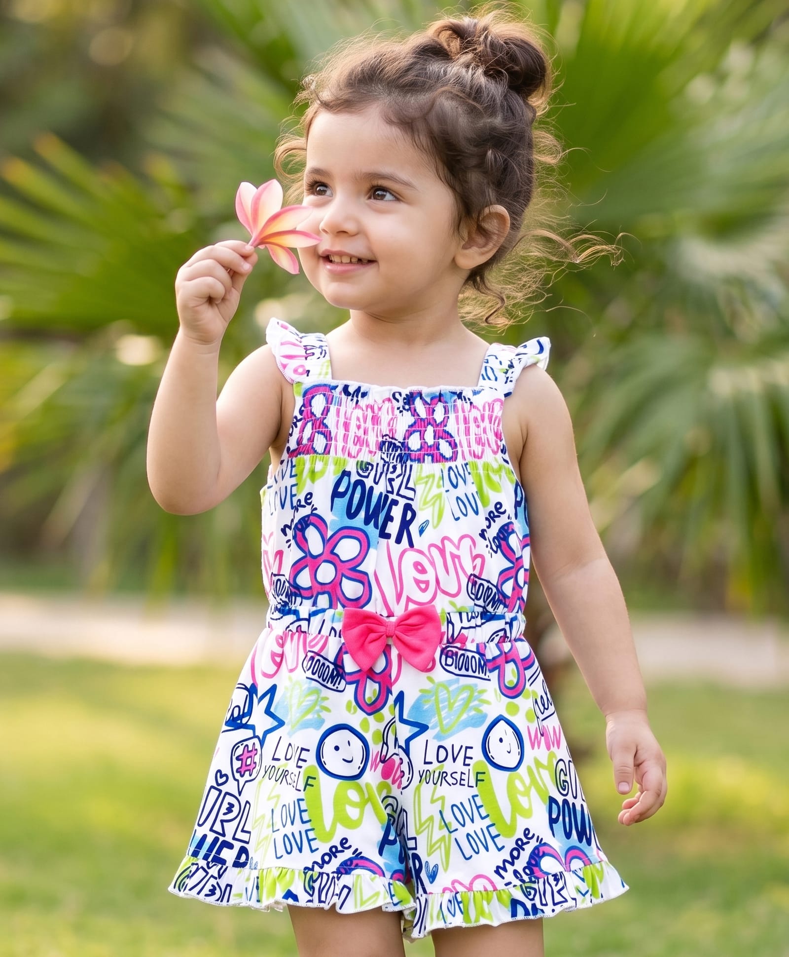 Babyhug Single Jersey Knit Sleeveless Jumpsuit With Text Print - Multicolor-picture-12