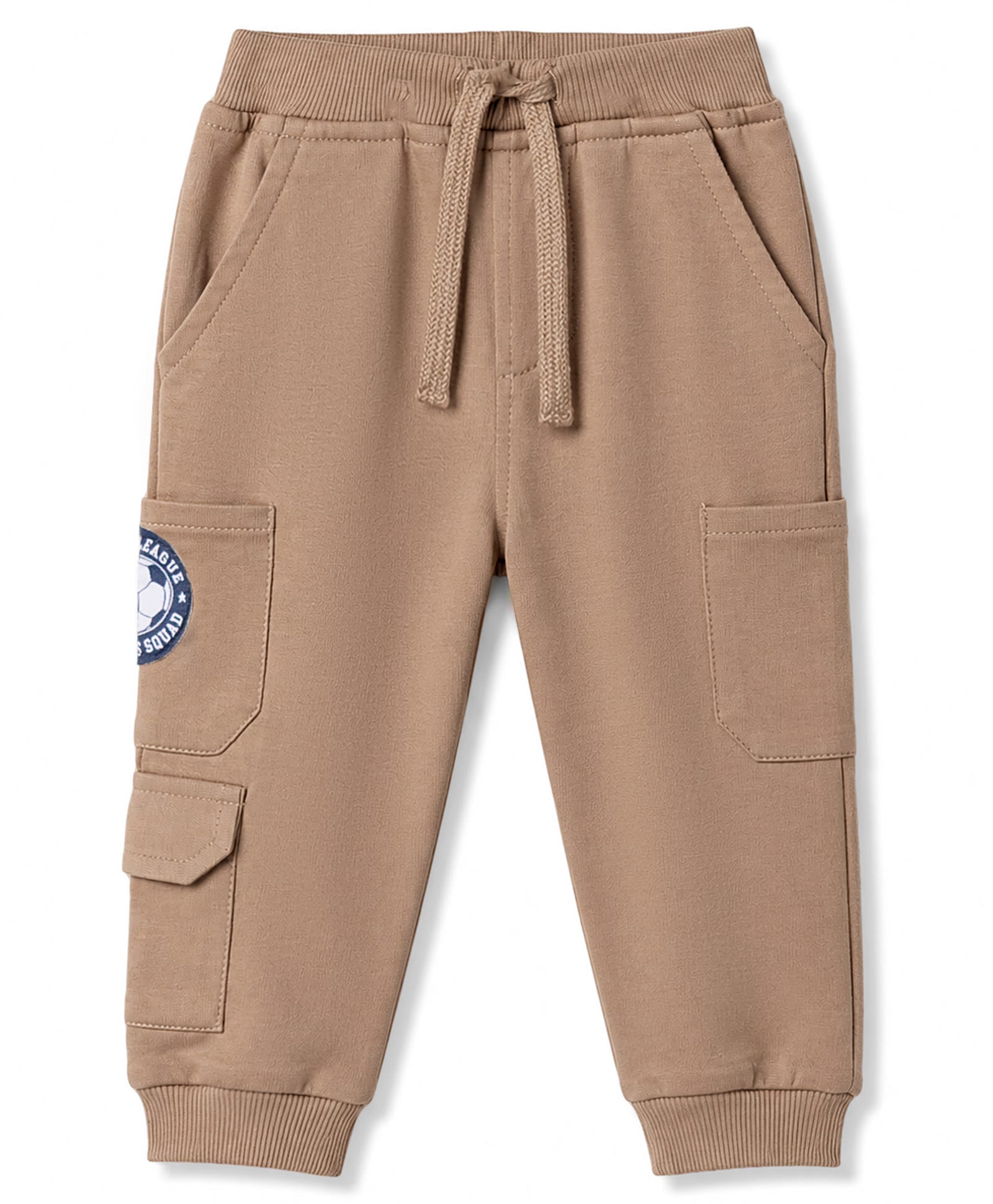 Babyhug Cotton Terry Knit Full Length Lounge Pant With Patch - Beige-picture-17