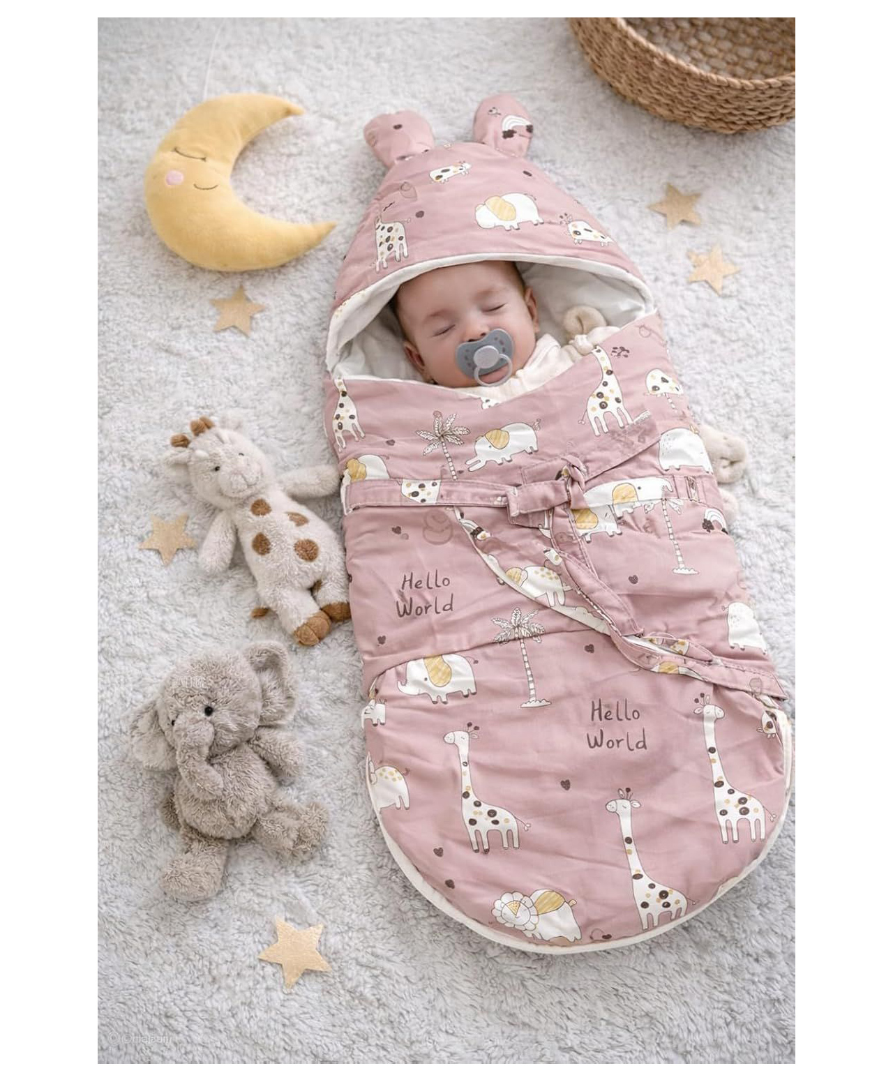 VOIDROP Swaddle Nest for New Born Baby Soft, Pure Cotton Swaddle Nest Multipurpose Baby Wrap for Newborns- Self-Soothing- Pink-image-5