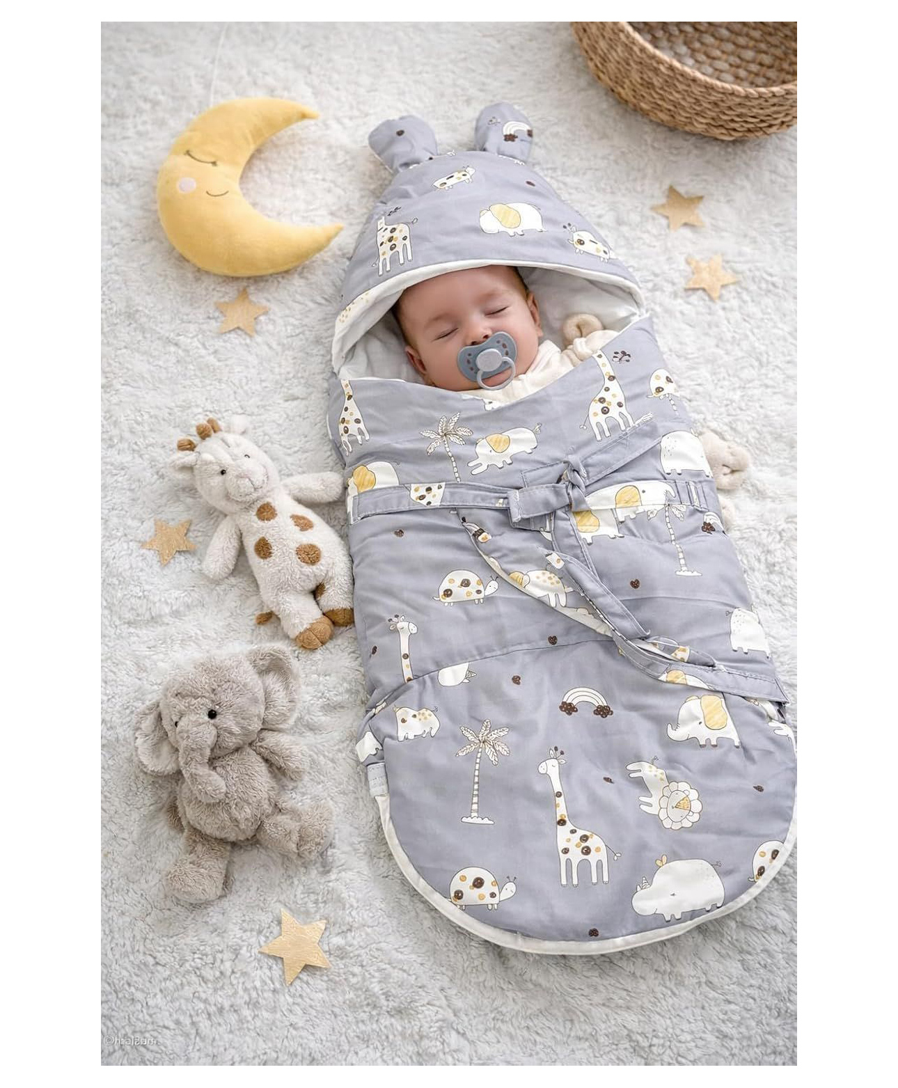 VOIDROP Swaddle Nest for New Born Baby Soft, Pure Cotton Swaddle Nest Multipurpose Baby Wrap for Newborns- Self-Soothing- Grey-picture-31