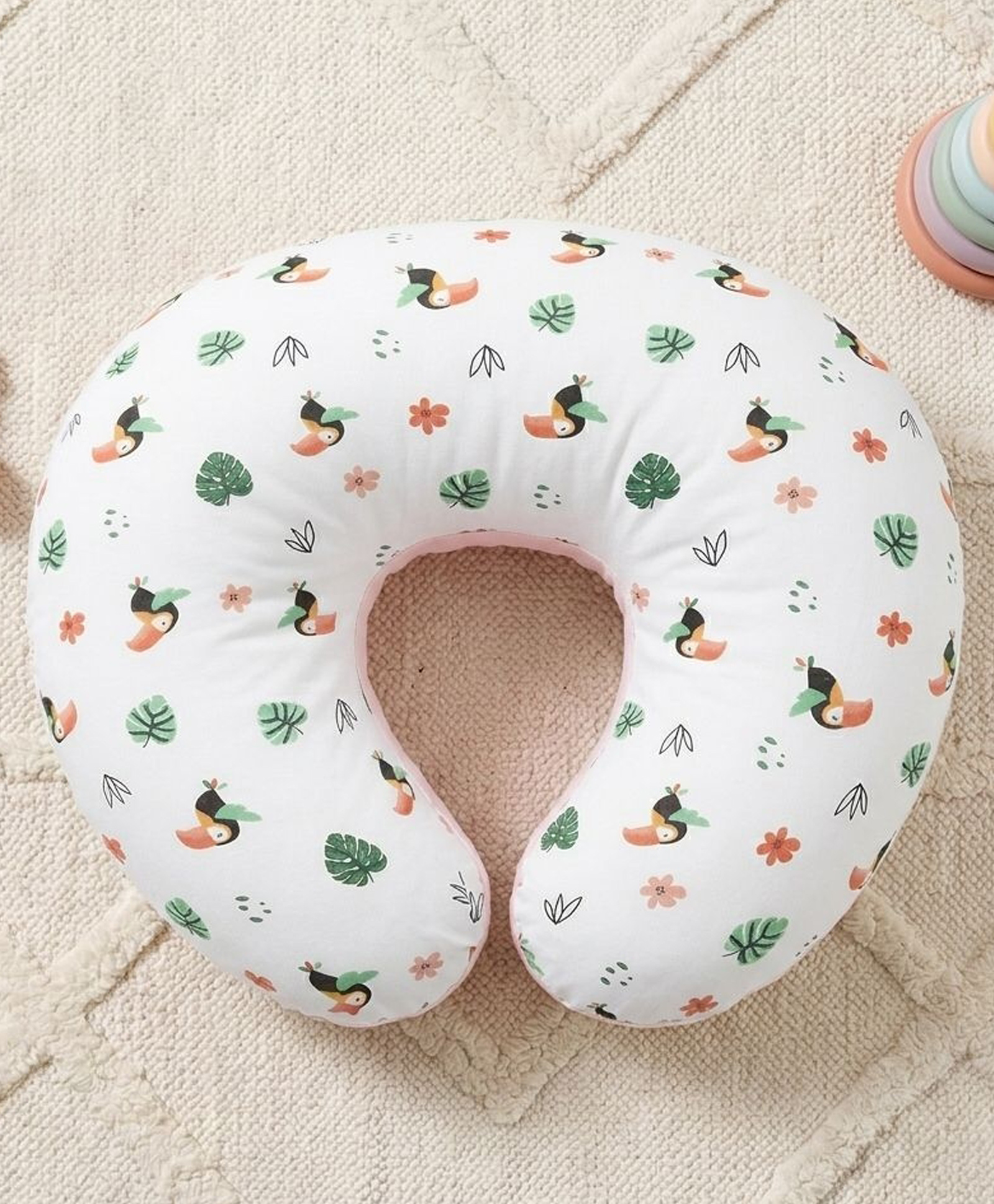 VOIDROP Pure Muslin Nursing & Breastfeeding Support Pillow Helper for Mother and Baby Pillow with Detachable Cover- Bird Print-picture-46