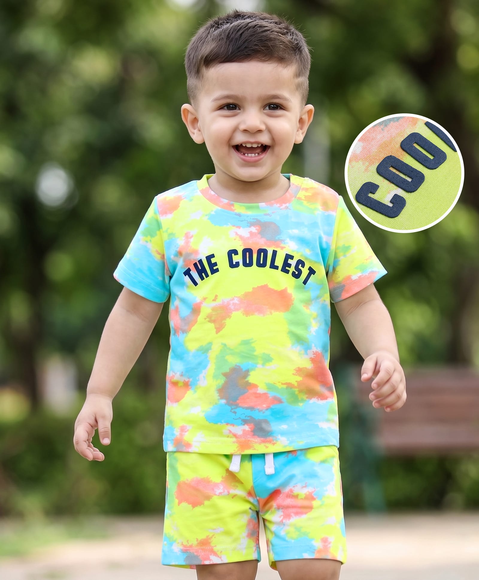 Babyhug Single Jersey Knit Half Sleeves The Coolest Printed T-Shirt & Shorts Set With Tie Dye Pattern - Multicolor-picture-35
