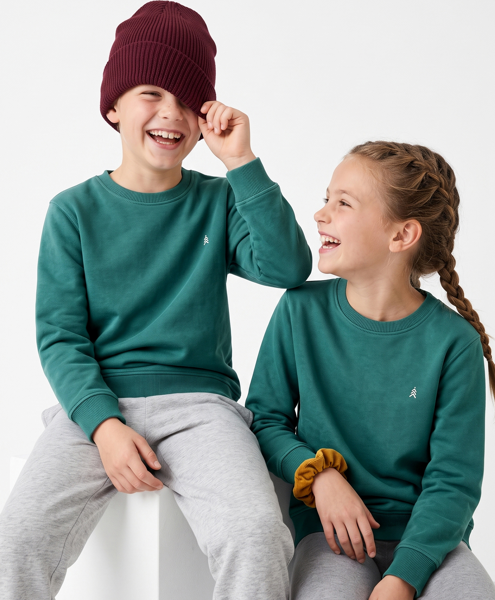 Pine Kids Cotton Knit Sweatshirt with Full Sleeves in Green for 7-8 Years-image-9
