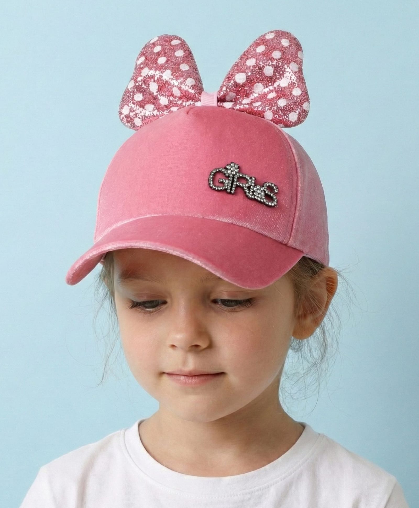 Vritraz Woven Shimmer & Bow Applique Detailed Baseball Cap - Pink - Circumference - 52 - 56 Cms-picture-14