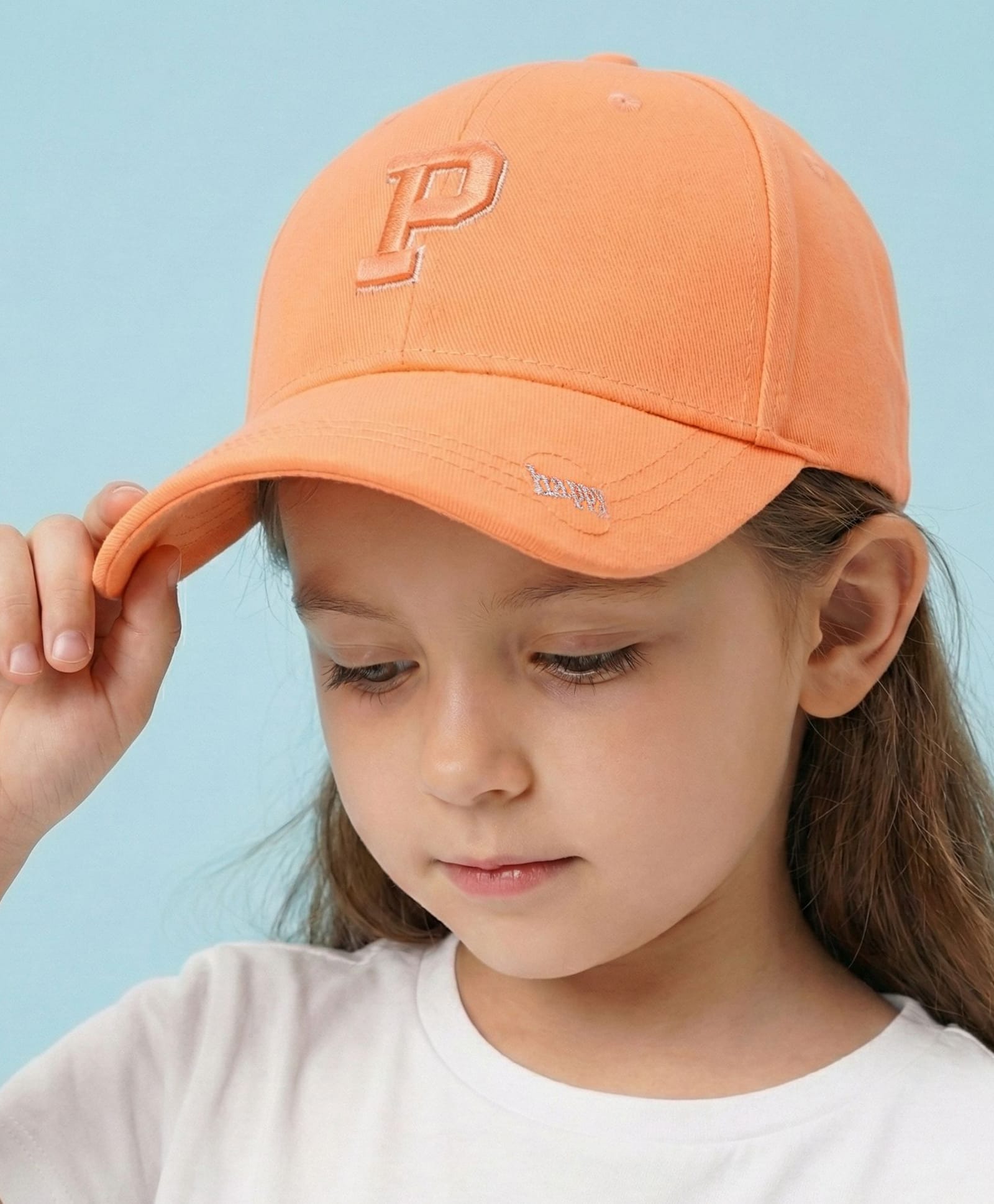 Vritraz Woven P Letter Embroidered Baseball Cap - Orange - Circumference - 52 - 56 Cms-image-30