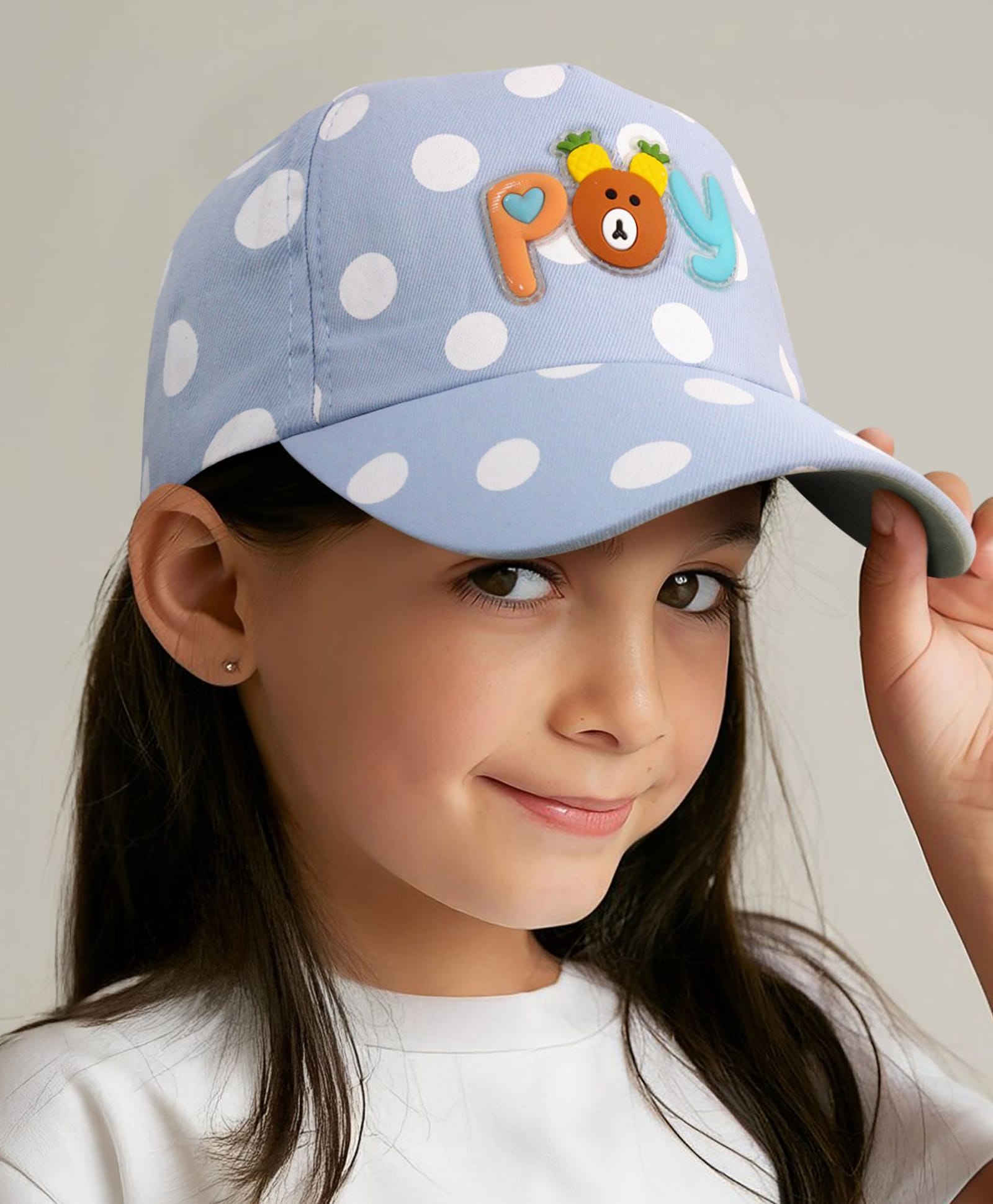 Vritraz Woven Polka Dots Printed Poy Text Embroidered Baseball Cap - Blue - Circumference - 52 - 56 Cms-image-17