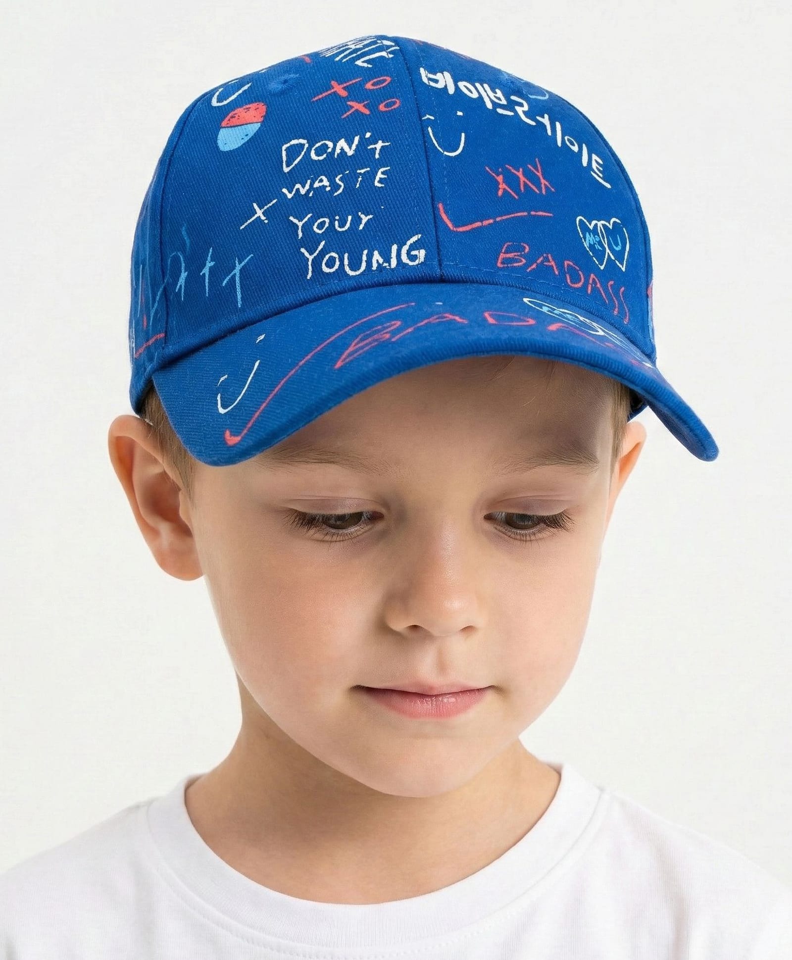 Vritraz Woven Typography Printed Baseball Cap - Blue - Circumference - 52 - 56 Cms-image-12