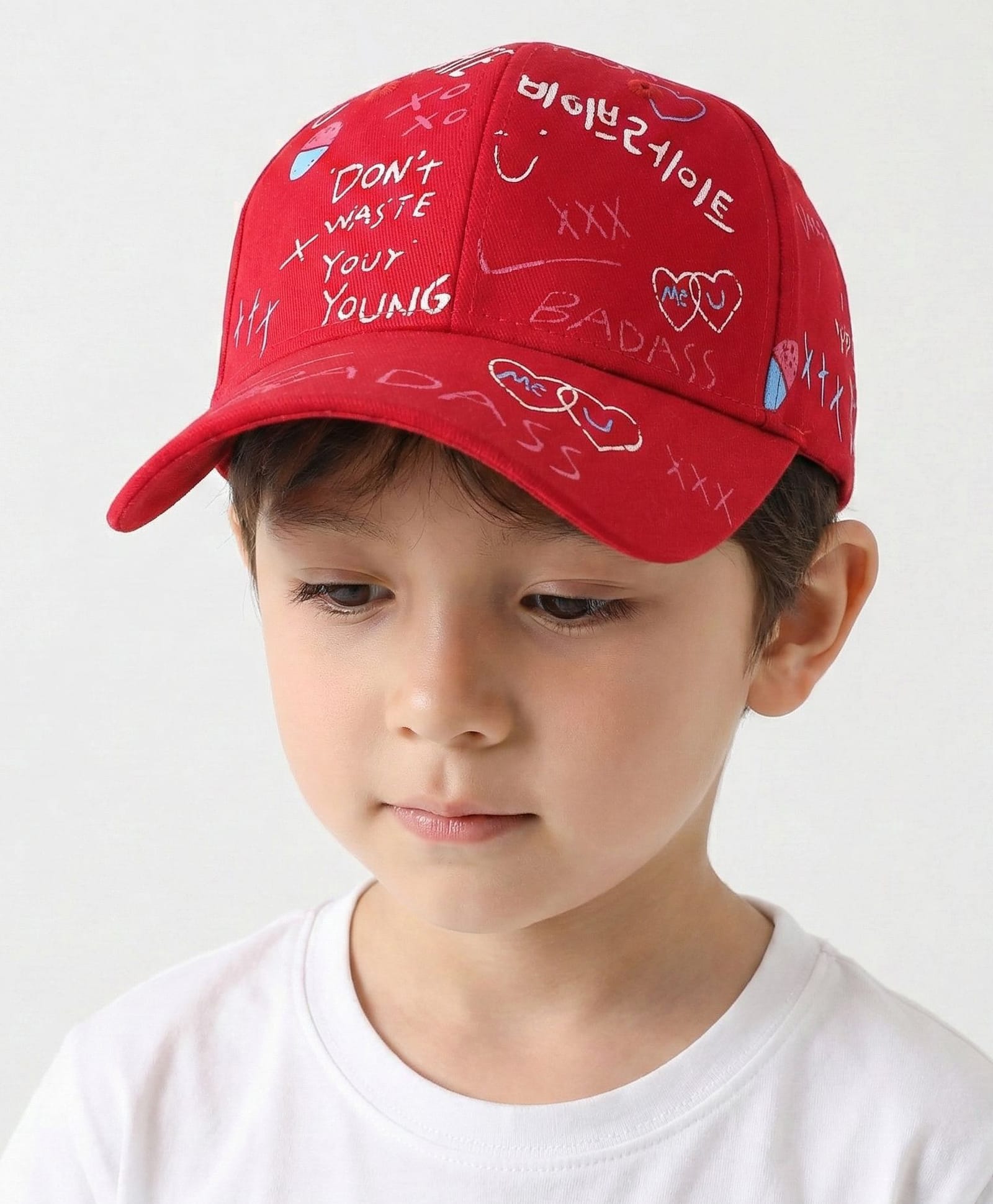 Vritraz Woven Typography Printed Baseball Cap - Red - Circumference - 52 - 56 Cms-picture-16