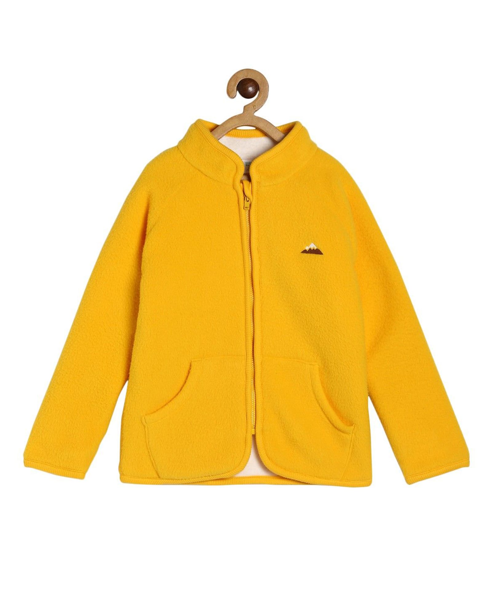 MINI KLUB Cotton Knit Full Sleeves Mountain Embroidered Light Winter Jacket - Mustard-picture-35
