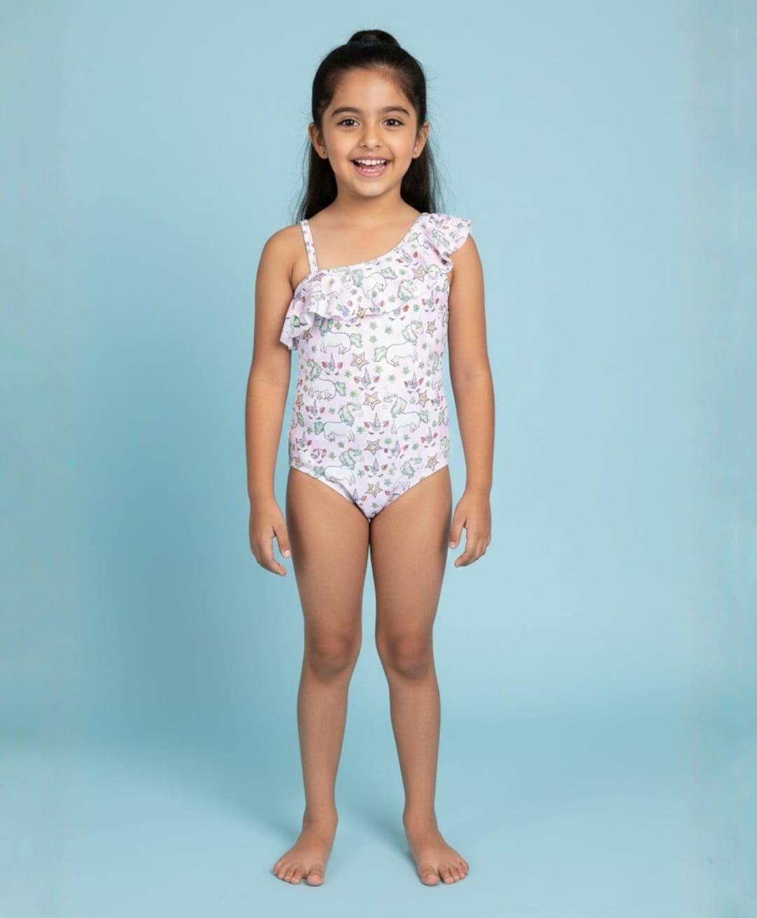 The Mom Store Sleeveless Unicorn Printed Swimsuit - White-image-45