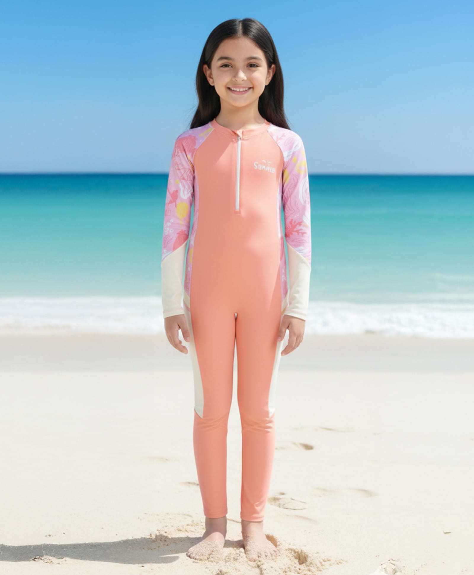 The Mom Store Full Raglan Sleeves Abstract Printed Legged Swimsuit - Multi Colour-picture-42