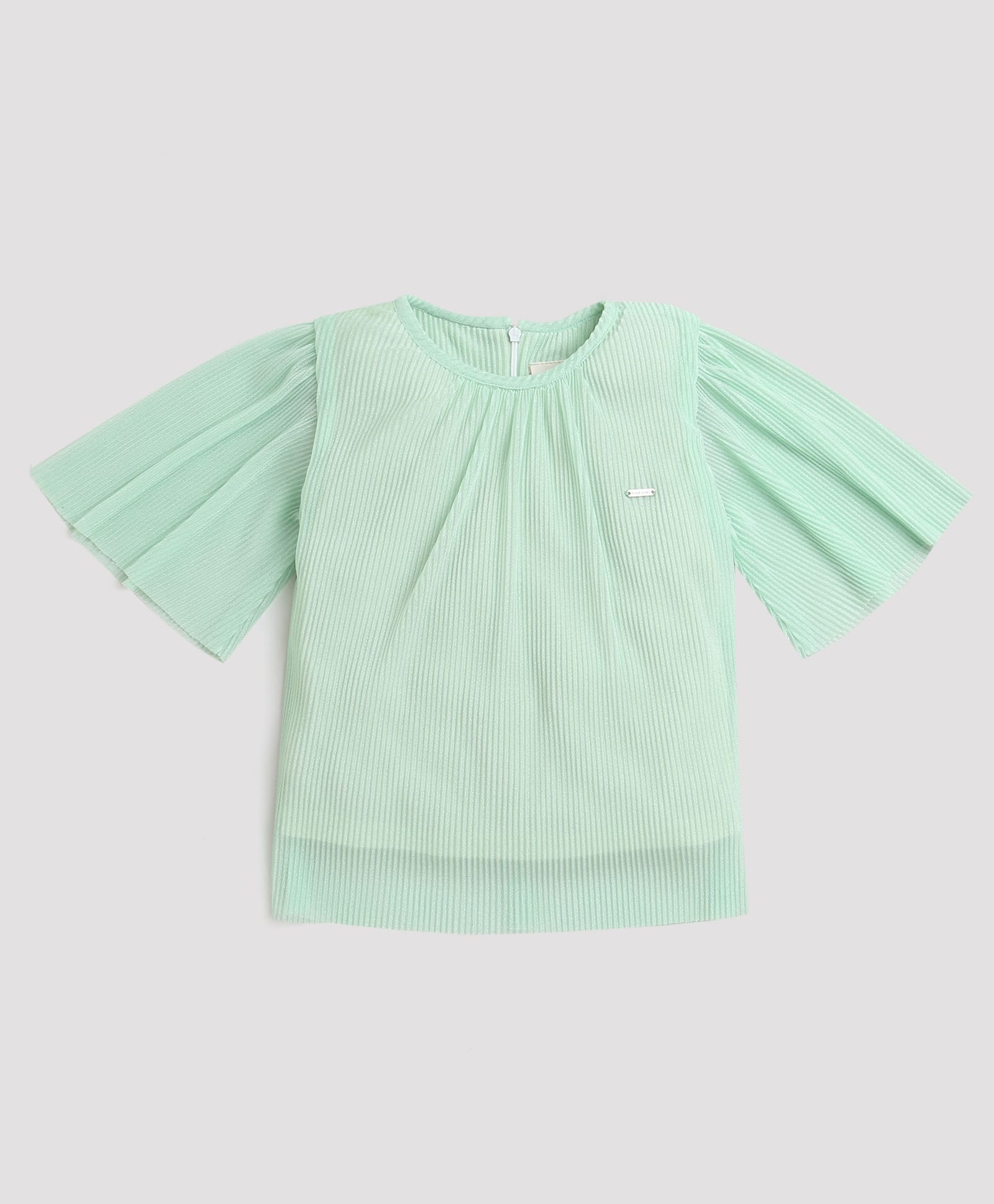 Tiny Girl Woven Half Sleeves Textured Top - Green-picture-28