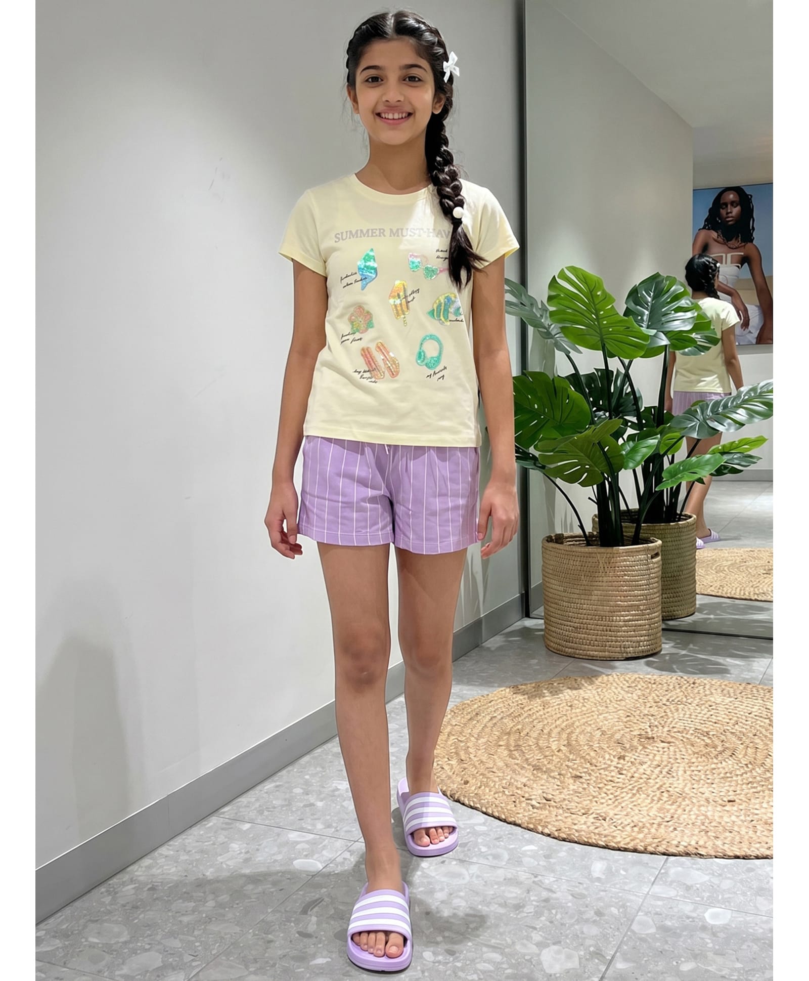Lil Tomatoes Cotton Jersey Knit Half Sleeves Summer Must Haves Text Printed Tee & Shorts Night Suit - Yellow-image-13