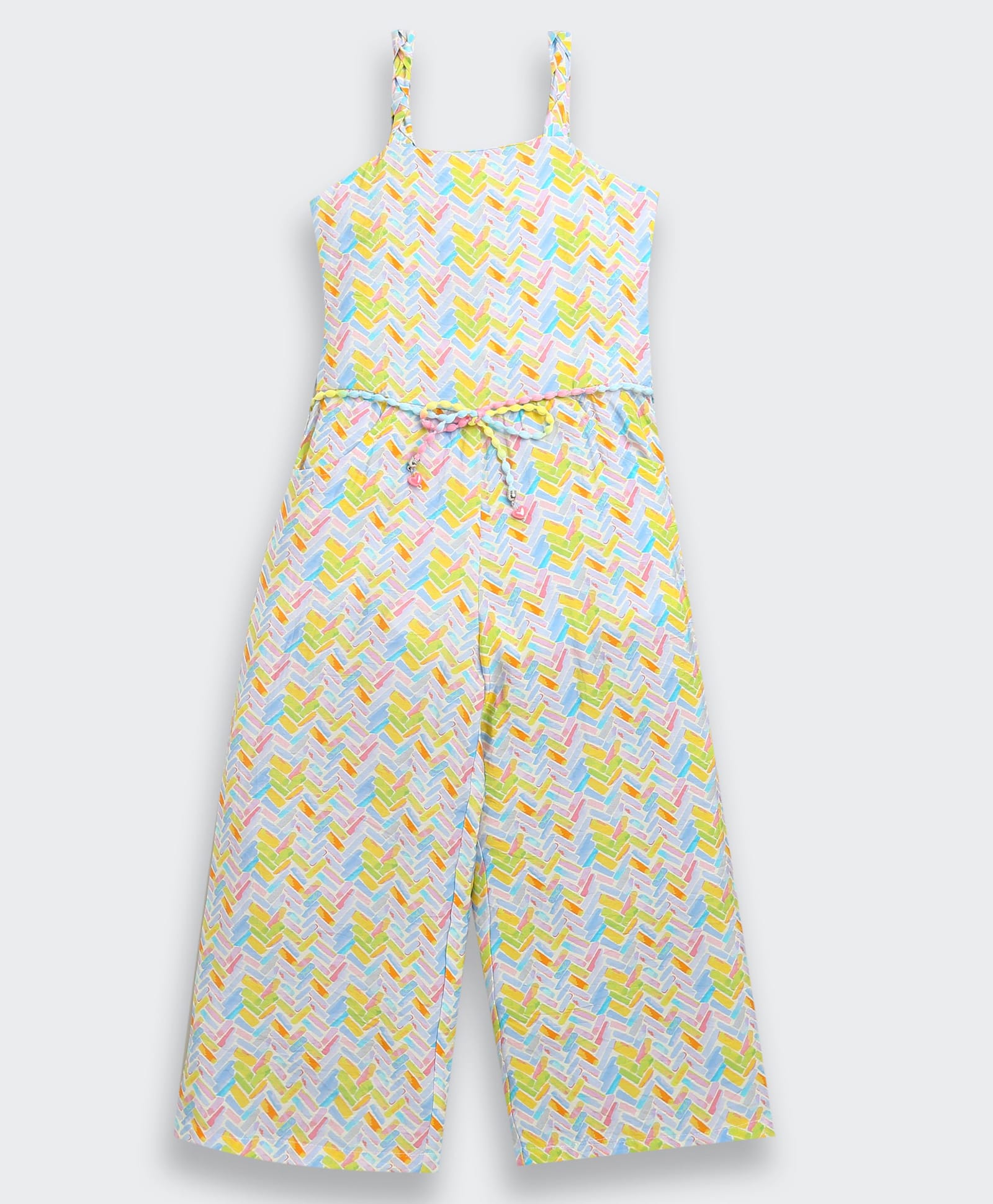 Tiny Girl Woven Sleeveless Abstract Printed Jumpsuit - Pink-picture-29