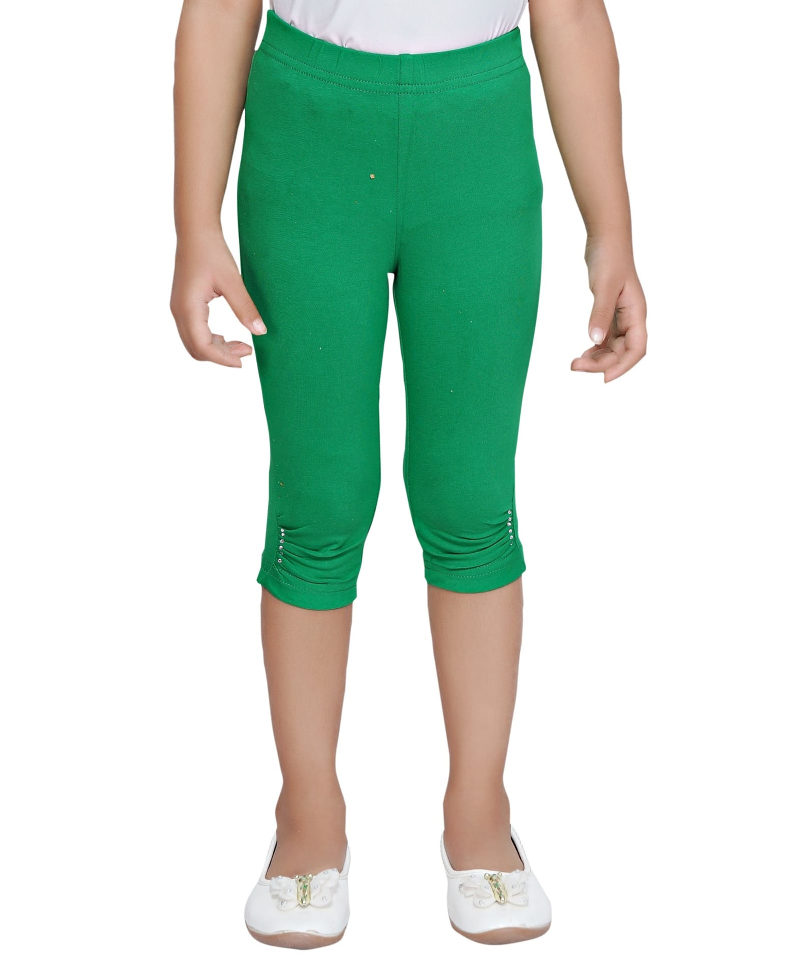 Tiny Girl Cotton Knit Solid Leggings - Pista Green-picture-24