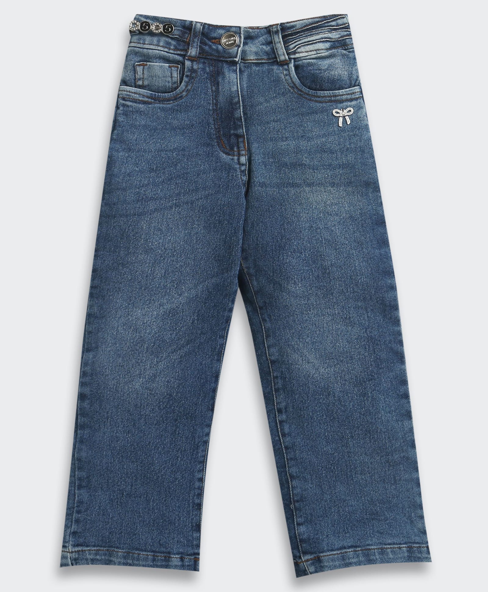 Tiny Girl Denim Knit Washed Jeans - Dark Blue-picture-17