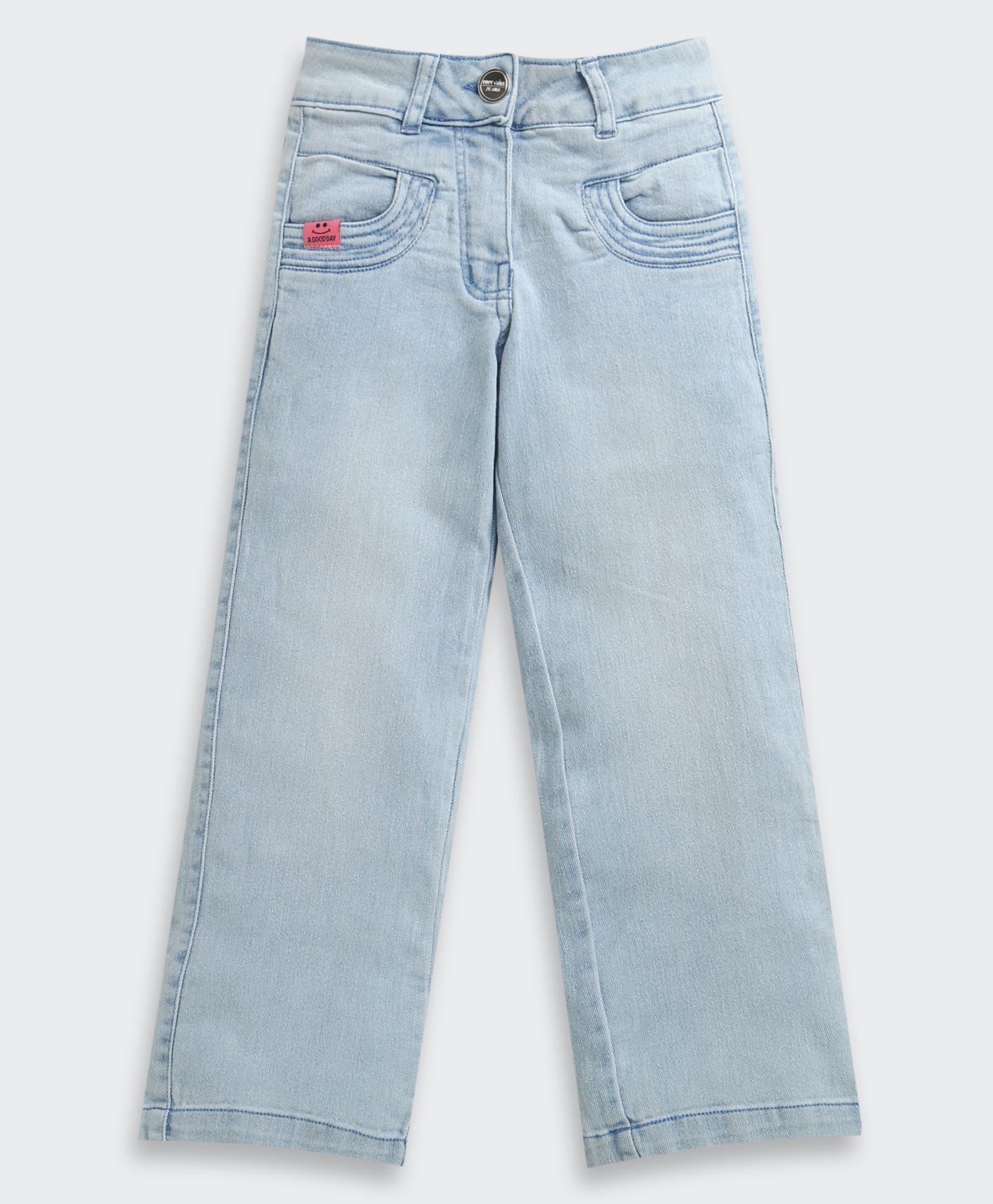 Tiny Girl Denim Knit Soild Jeans - Light Blue-picture-17