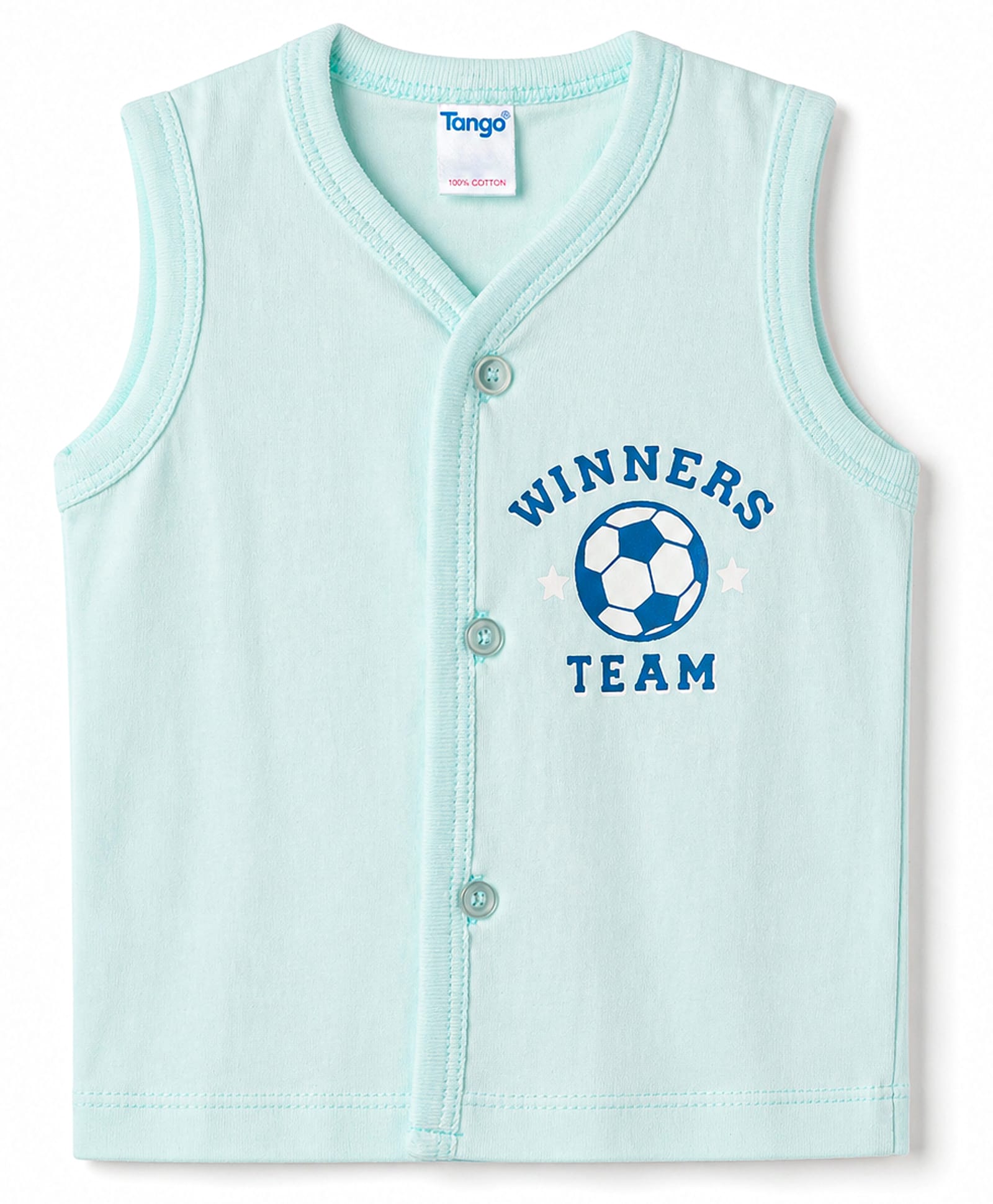 Tango Single Jersey Knit Sleeveless Jhabla with Football Print - Aqua-picture-42