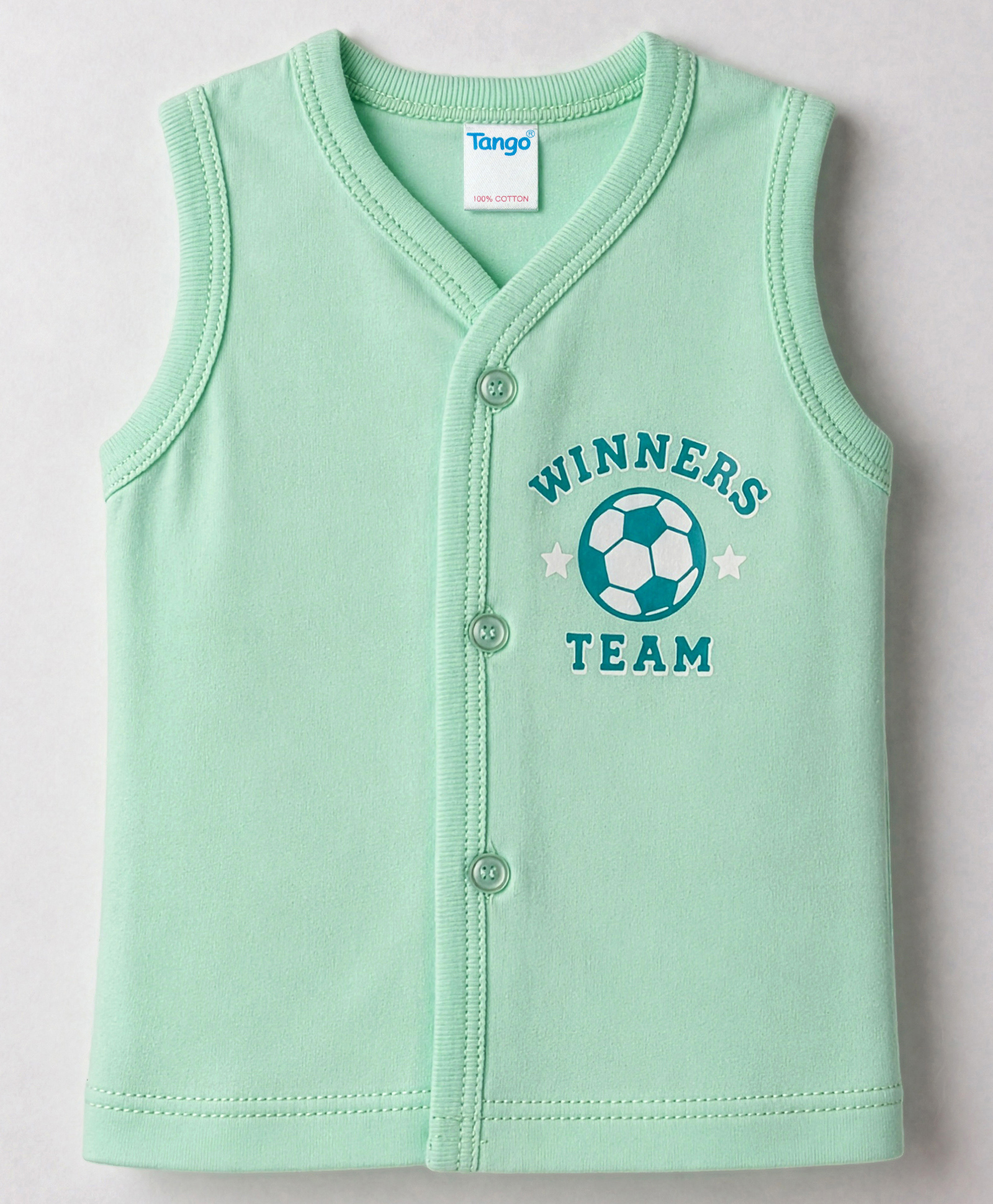 Tango Single Jersey Knit Sleeveless Jhabla with Football Print - Mint-picture-47